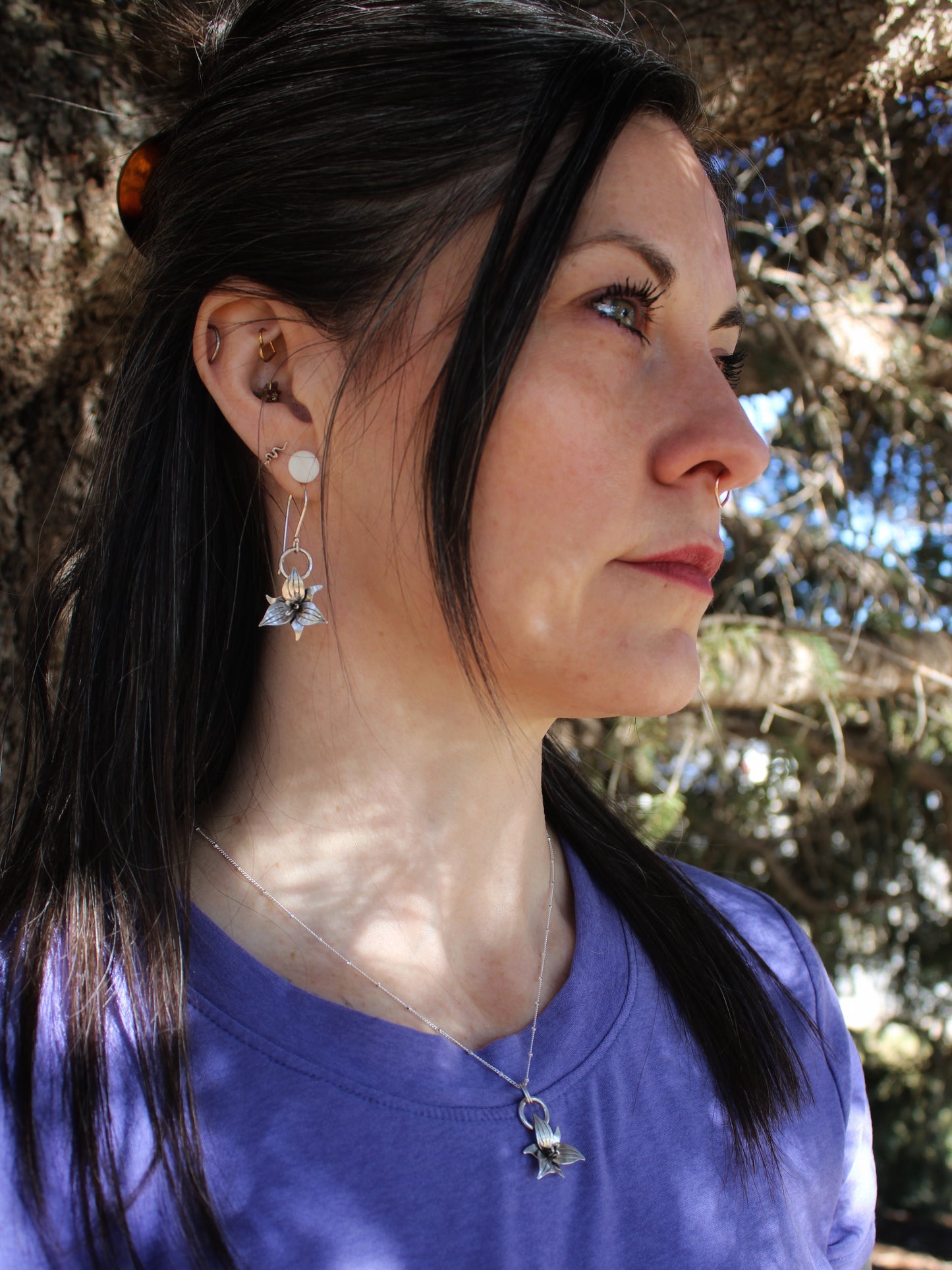 Trillium Tranquility Pendant: Sterling Silver Trillium