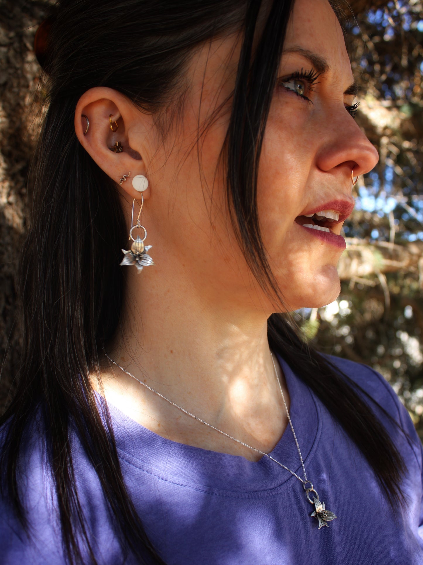 Trillium Bloom: Sterling Silver Trillium Flower Earrings