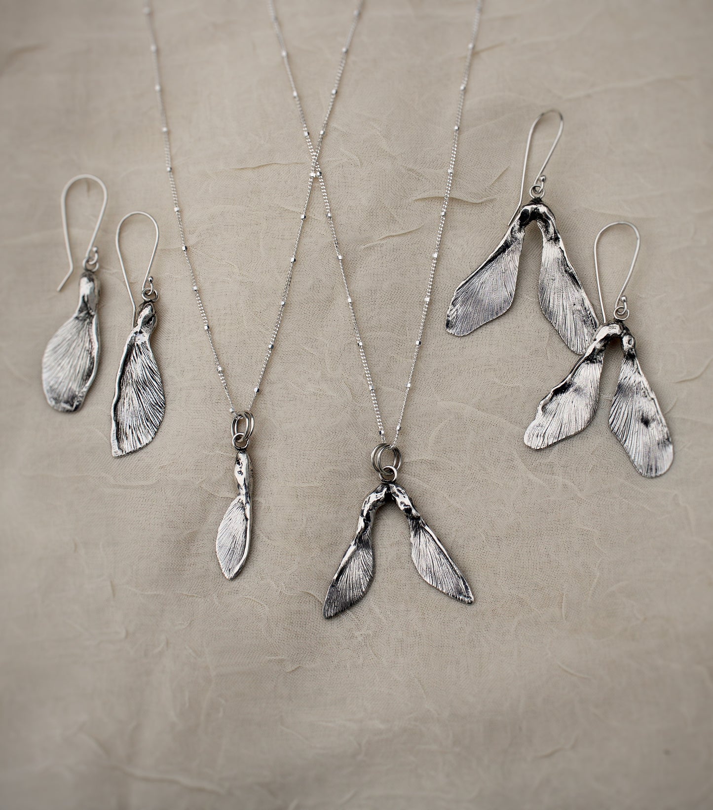 Flight of the Maple Pendant: Sterling Silver Maple Samara