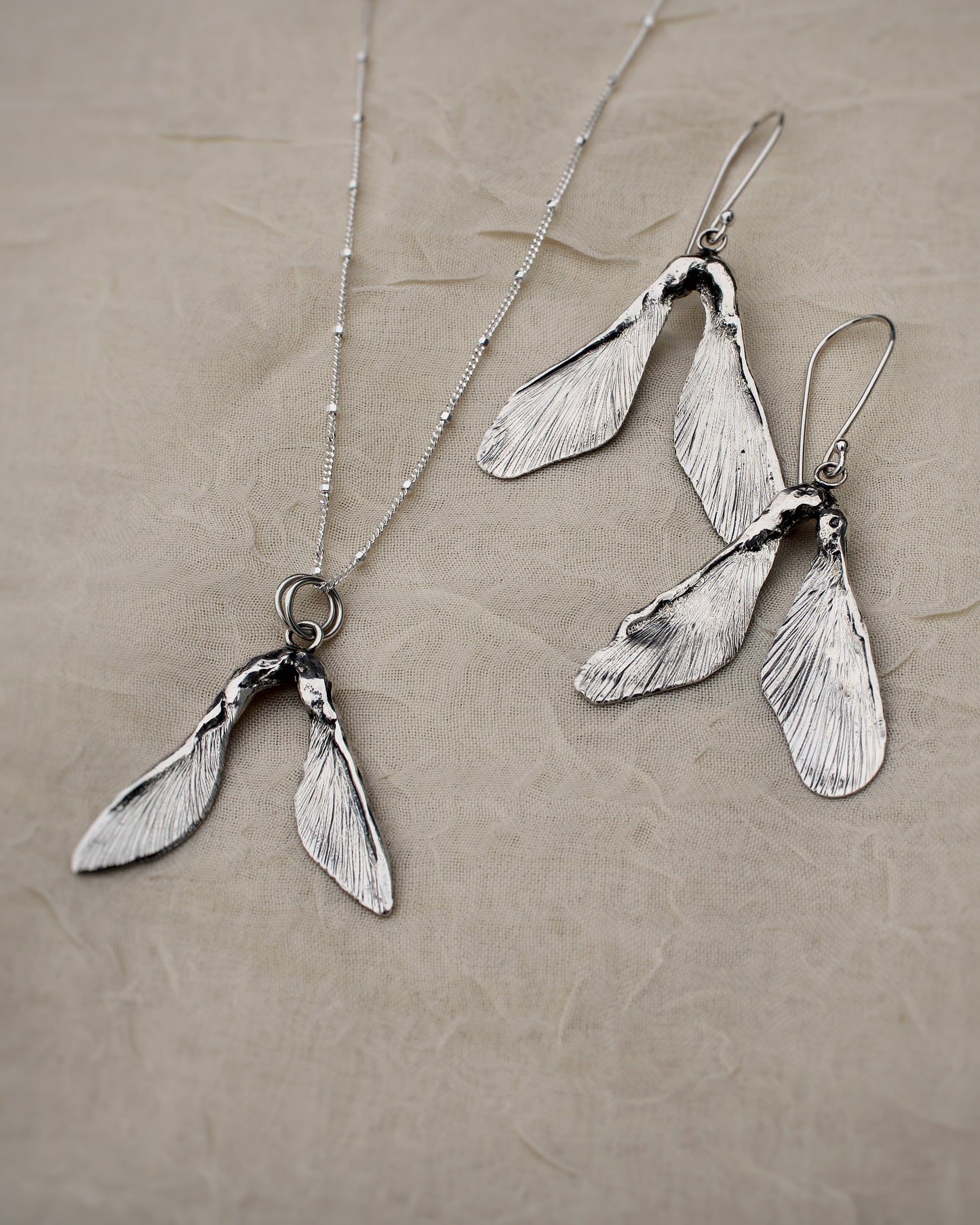 Flight of the Maple Pendant: Sterling Silver Maple Samara
