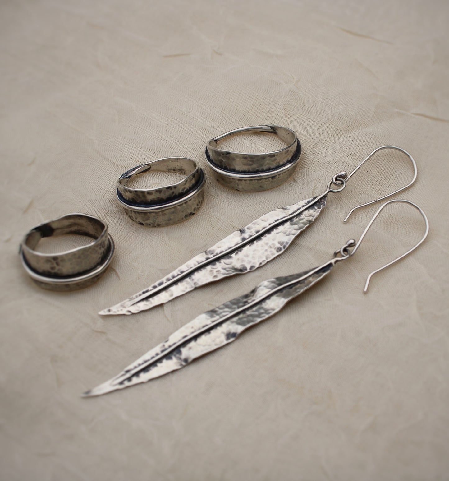 Harmony Leaf Rings: Sterling Silver Willow Leaves