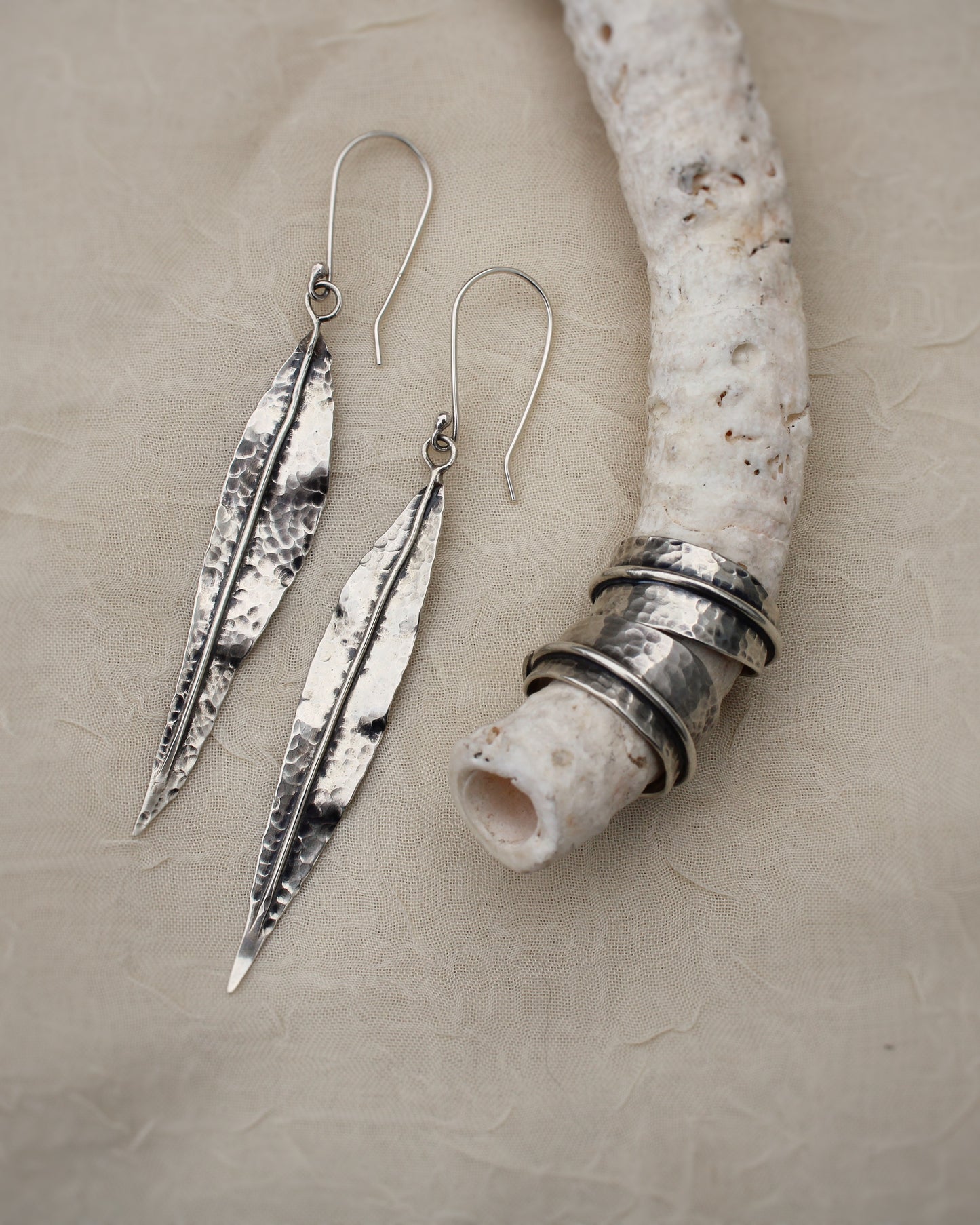 Whispering Willow Earrings: Sterling Silver Willow Leaves