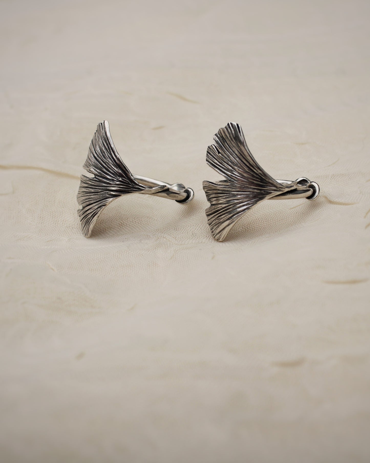 Wisdom Rings: Sterling Silver Gingko Leaves