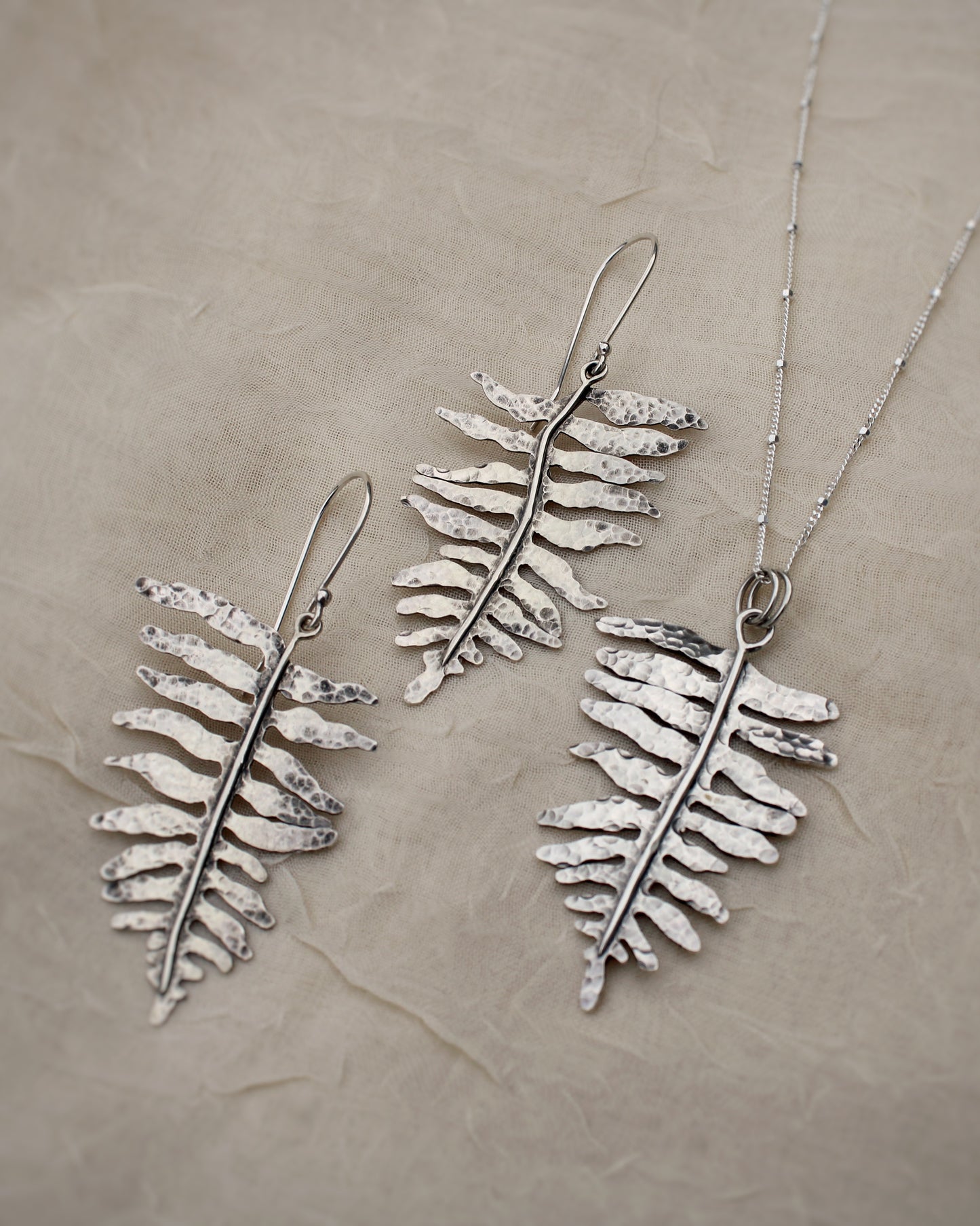 Forest Frond: Sterling Silver Sword Fern Earrings