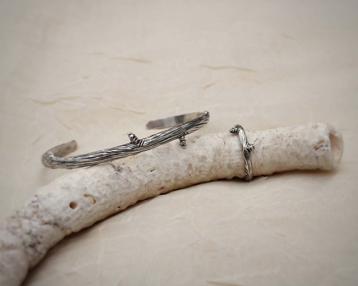 Woodland Embrace: Sterling Silver Handcrafted Branch Cuff