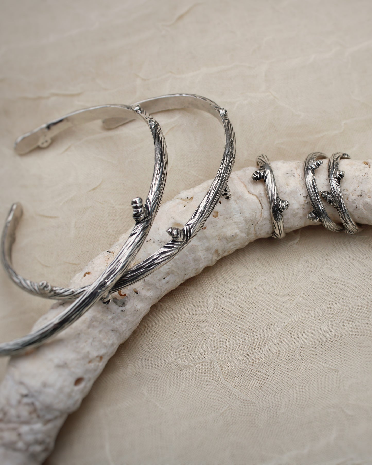 Woodland Embrace: Sterling Silver Handcrafted Branch Cuff