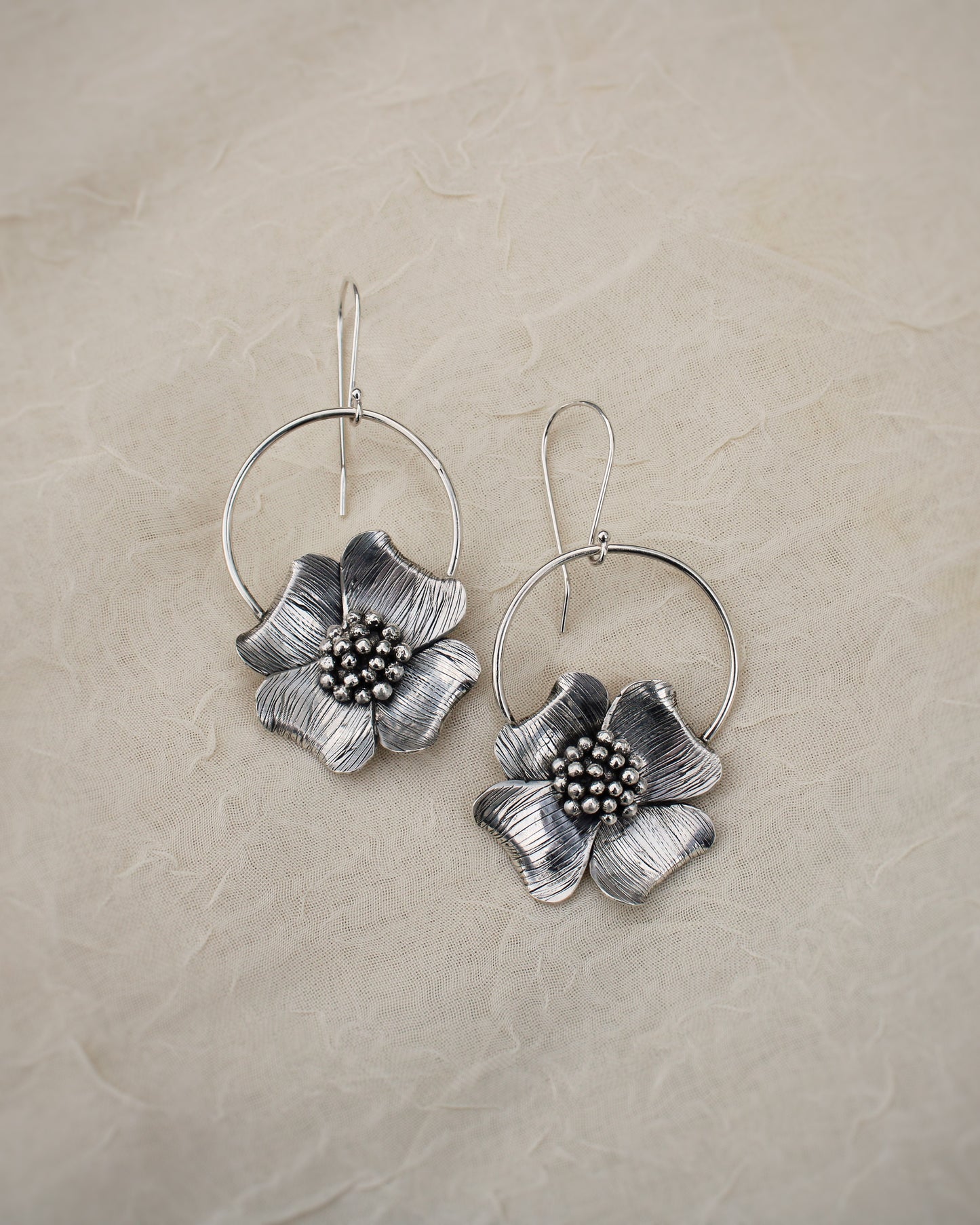 Dogwood Delight: Sterling Silver Dogwood Flower Earrings