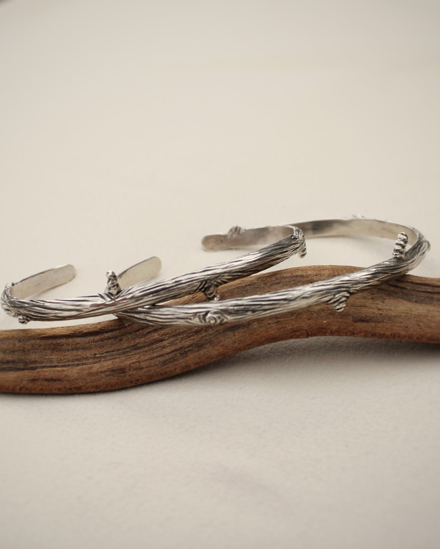 Woodland Embrace: Sterling Silver Handcrafted Branch Cuff