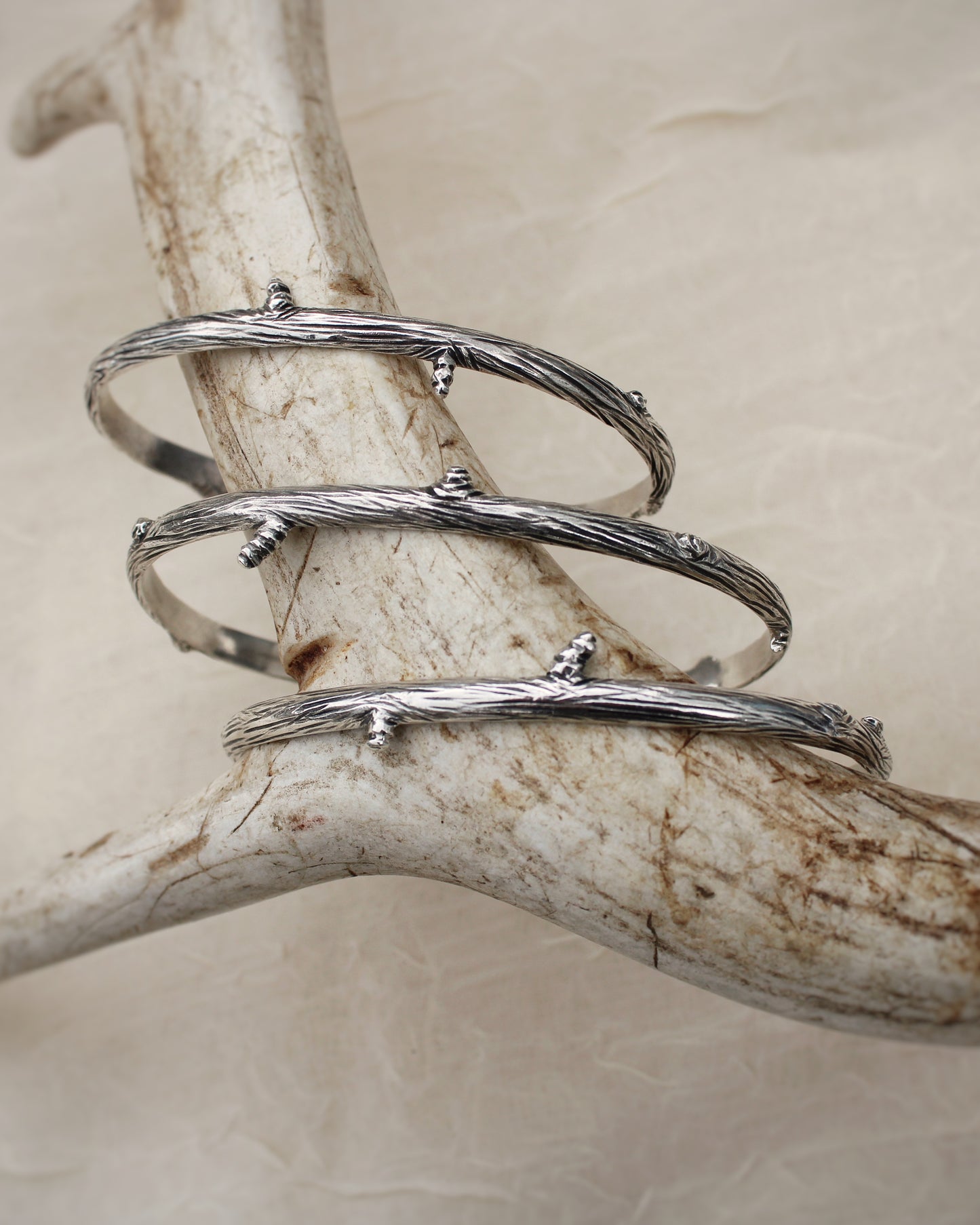 Woodland Embrace: Sterling Silver Handcrafted Branch Cuff