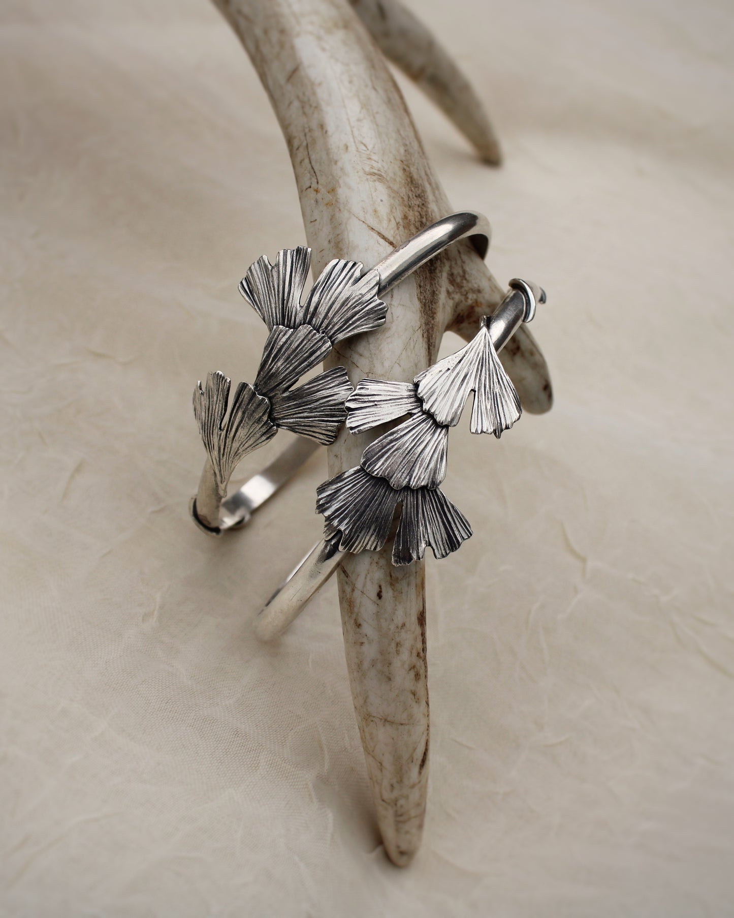 Woven Wisdom: Sterling Silver Triple Gingko Cuff