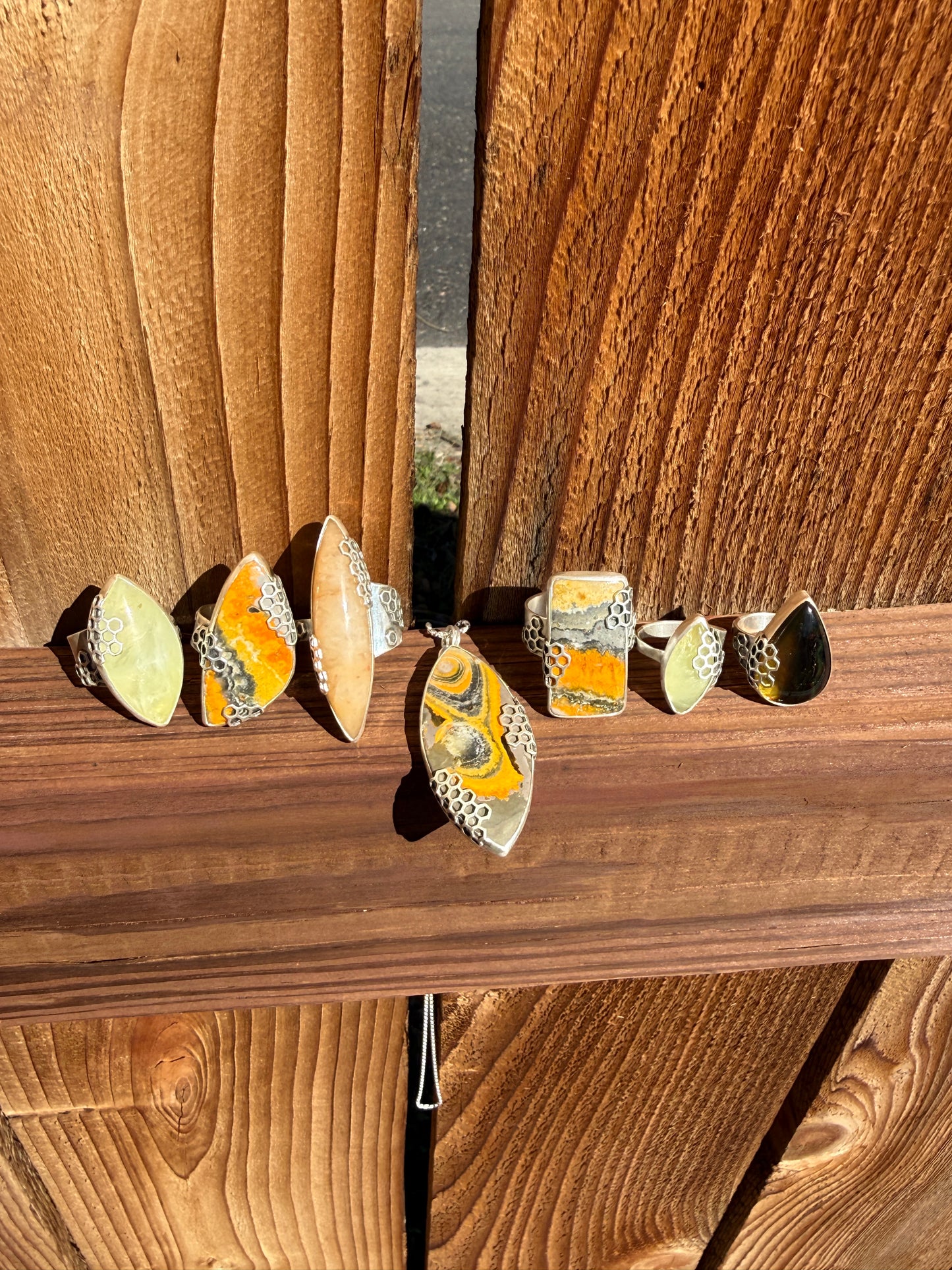 Golden Current Pendant - Sterling Silver & Bumblebee Jasper