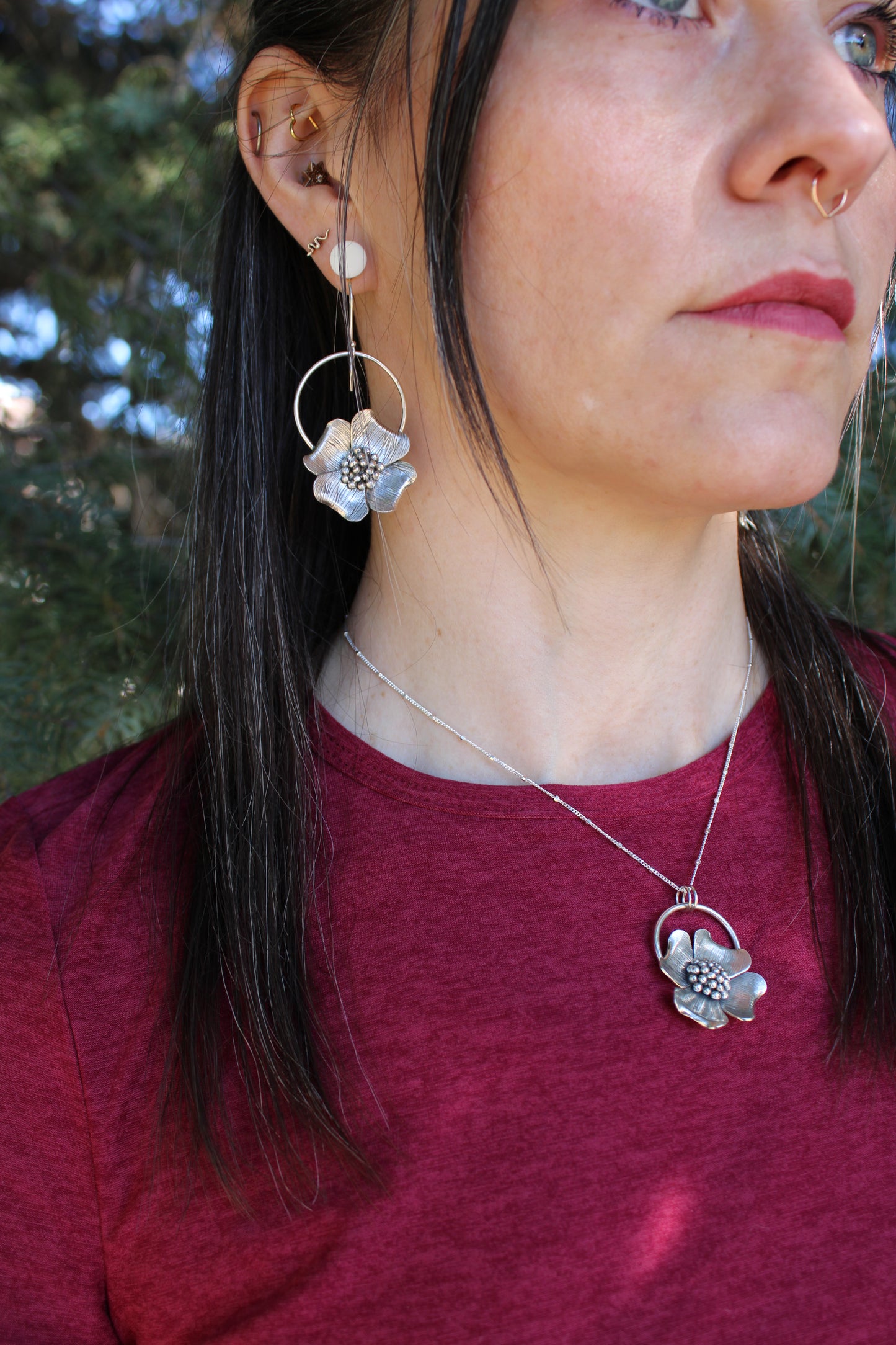 Dogwood Delight: Sterling Silver Dogwood Flower Earrings