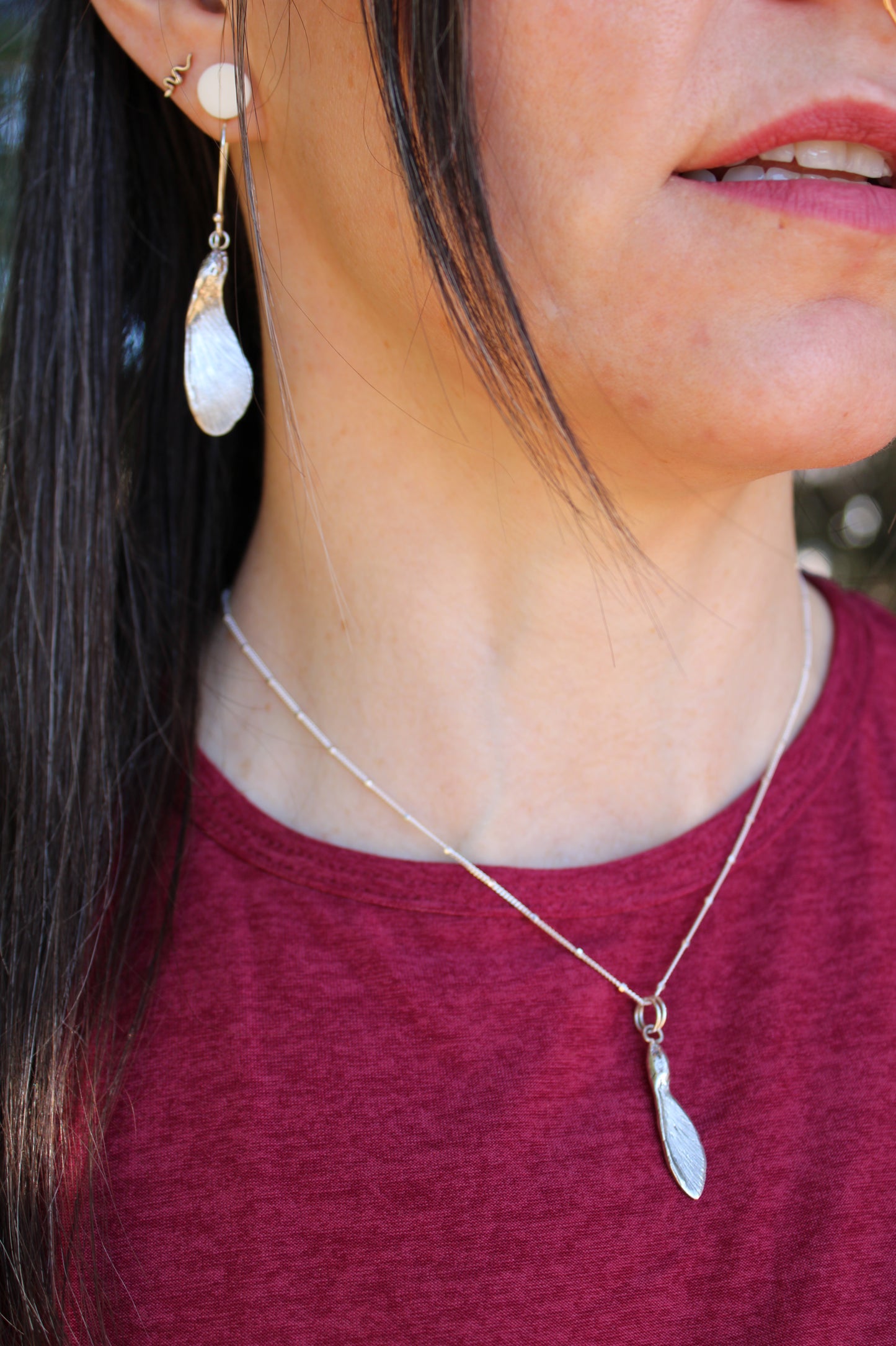 Flight of Spring Earrings: Sterling Silver Maple Samaras