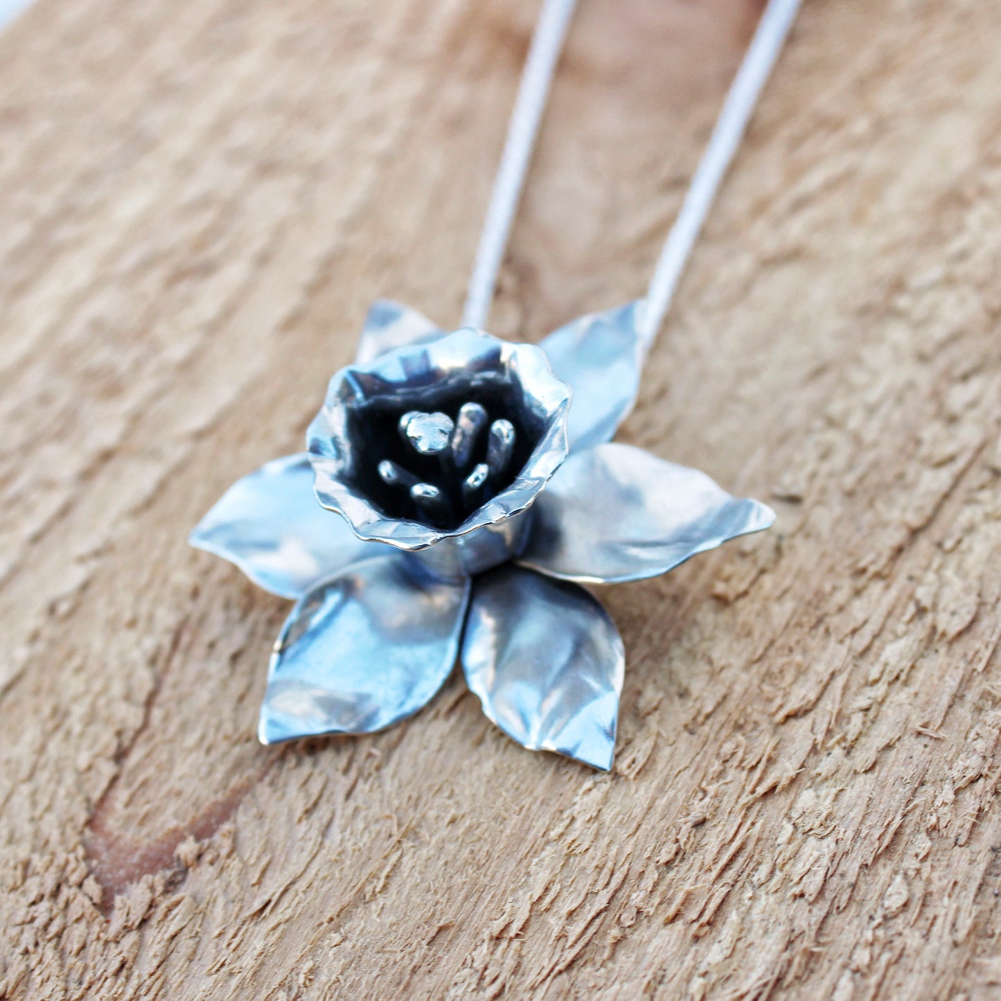 Morning Bloom Necklace: Sterling Silver Daffodil Flower Pendant