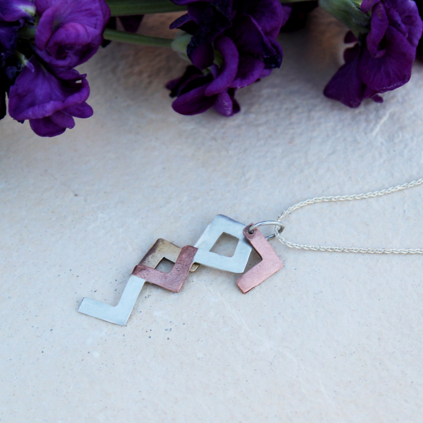 Sacred Vessel Necklace: Sterling Silver, Copper & Bronze