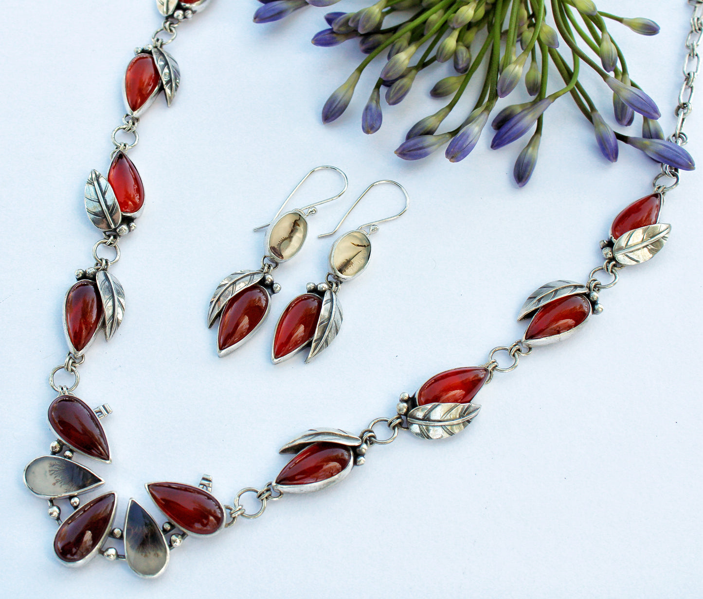 Fireside Blossom Necklace: Carnelian & Dendritic Agate