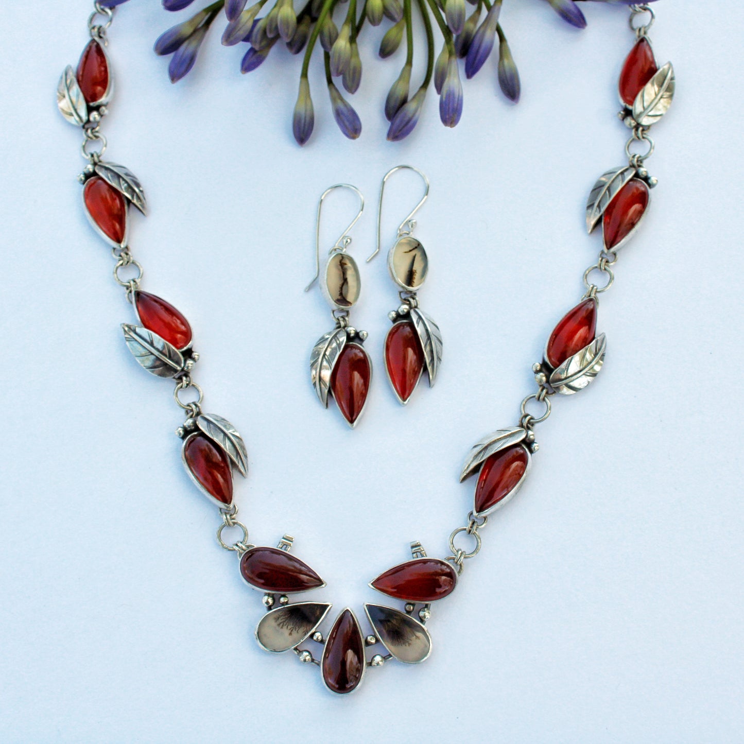 Fireside Blossom Necklace: Carnelian & Dendritic Agate