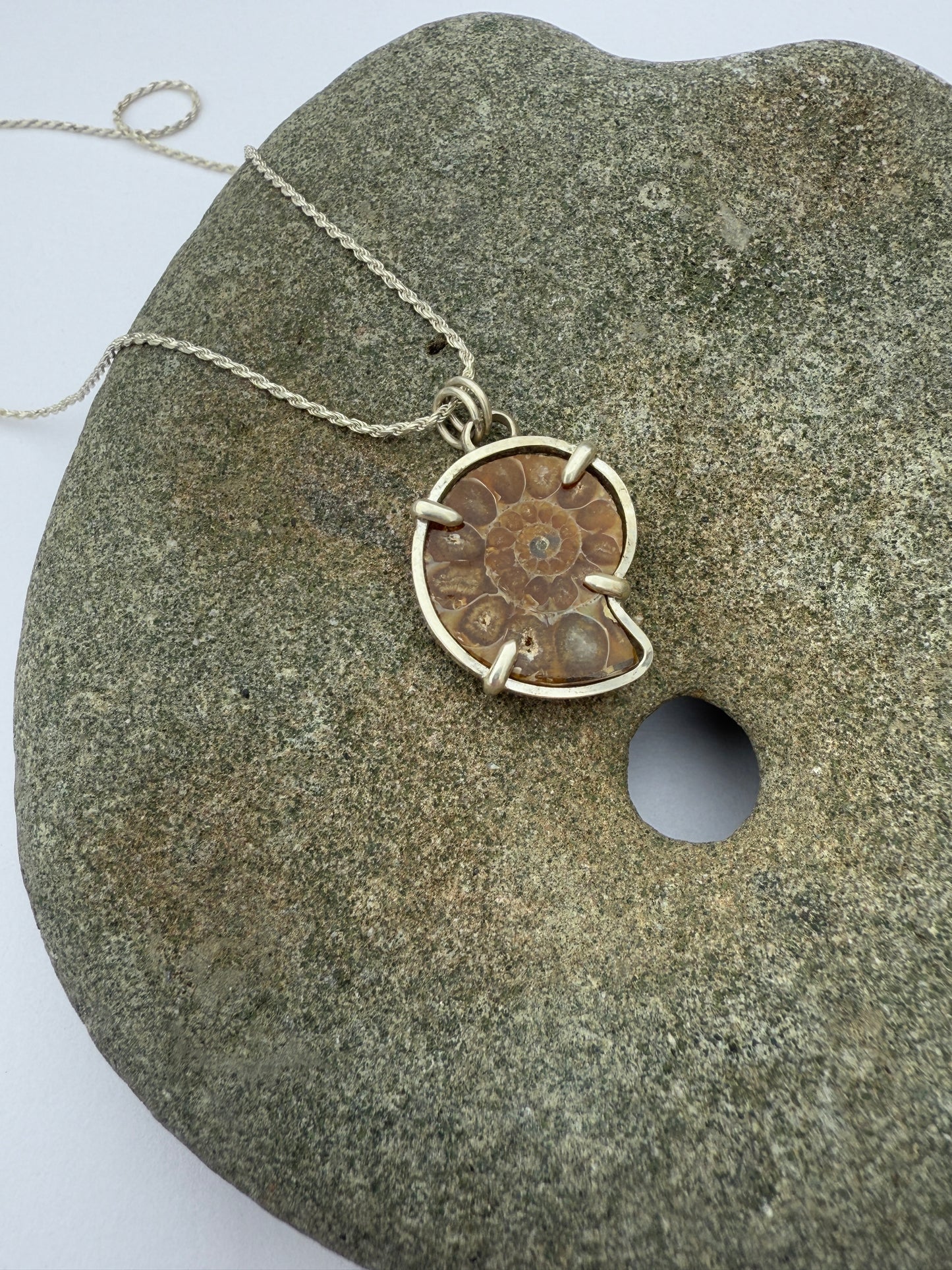 Eternal Spiral: Sterling Silver & Ammonite Pendant