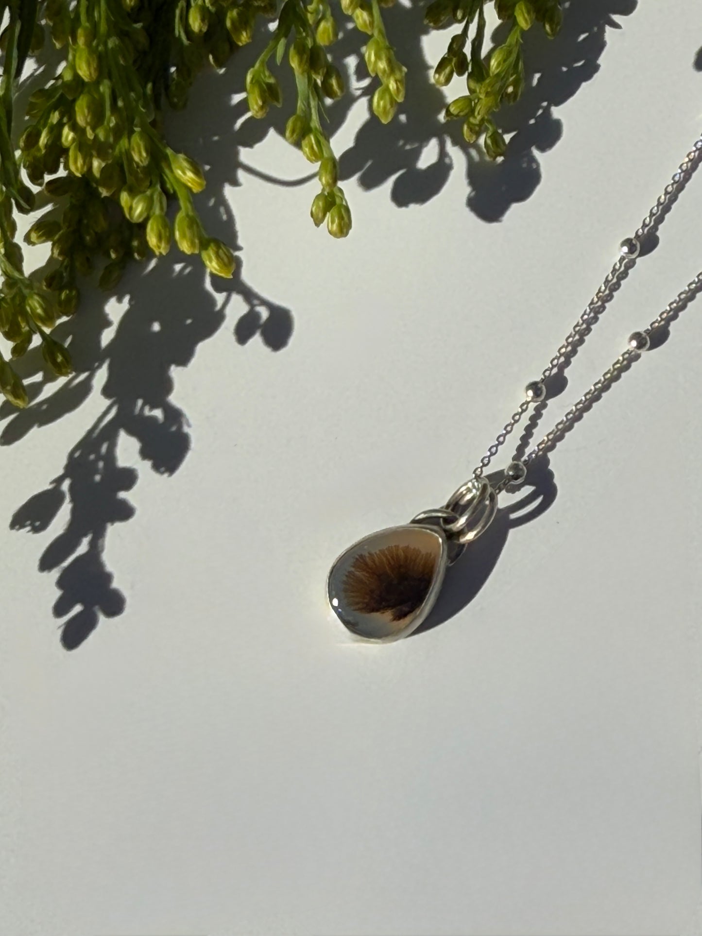 Spirited Forest Wanderers: Sterling Silver & Dendritic Agate Pendant