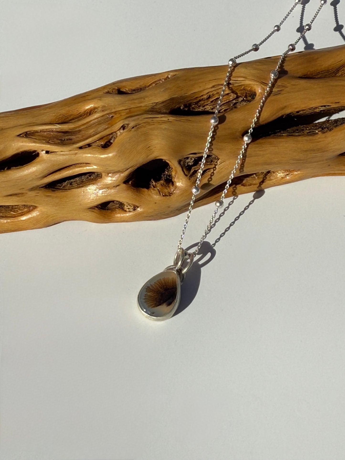 Spirited Forest Wanderers: Sterling Silver & Dendritic Agate Pendant