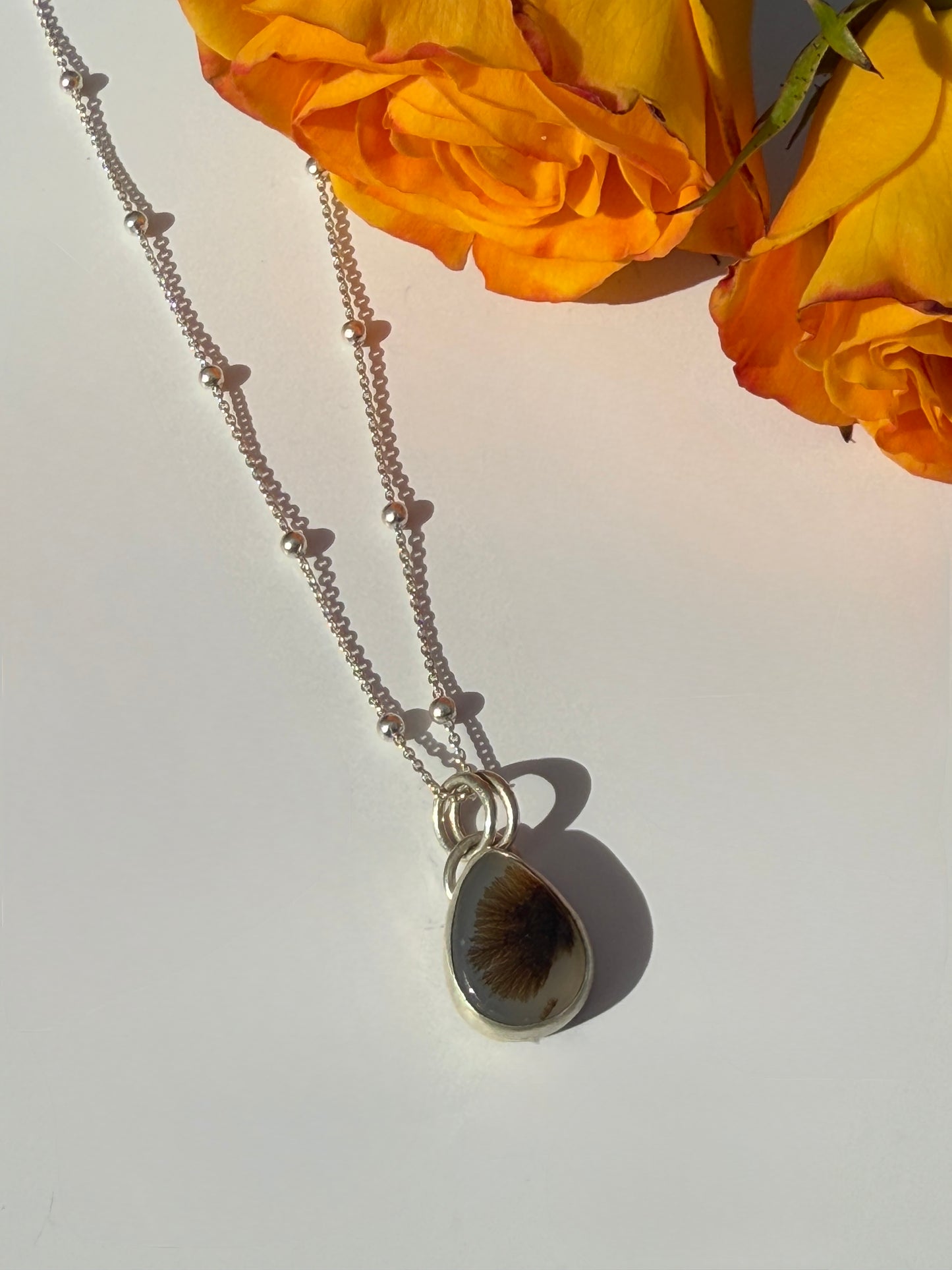 Spirited Forest Wanderers: Sterling Silver & Dendritic Agate Pendant