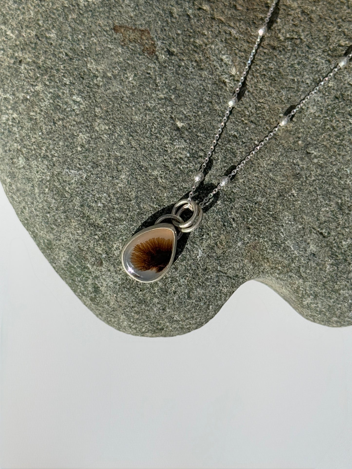 Spirited Forest Wanderers: Sterling Silver & Dendritic Agate Pendant