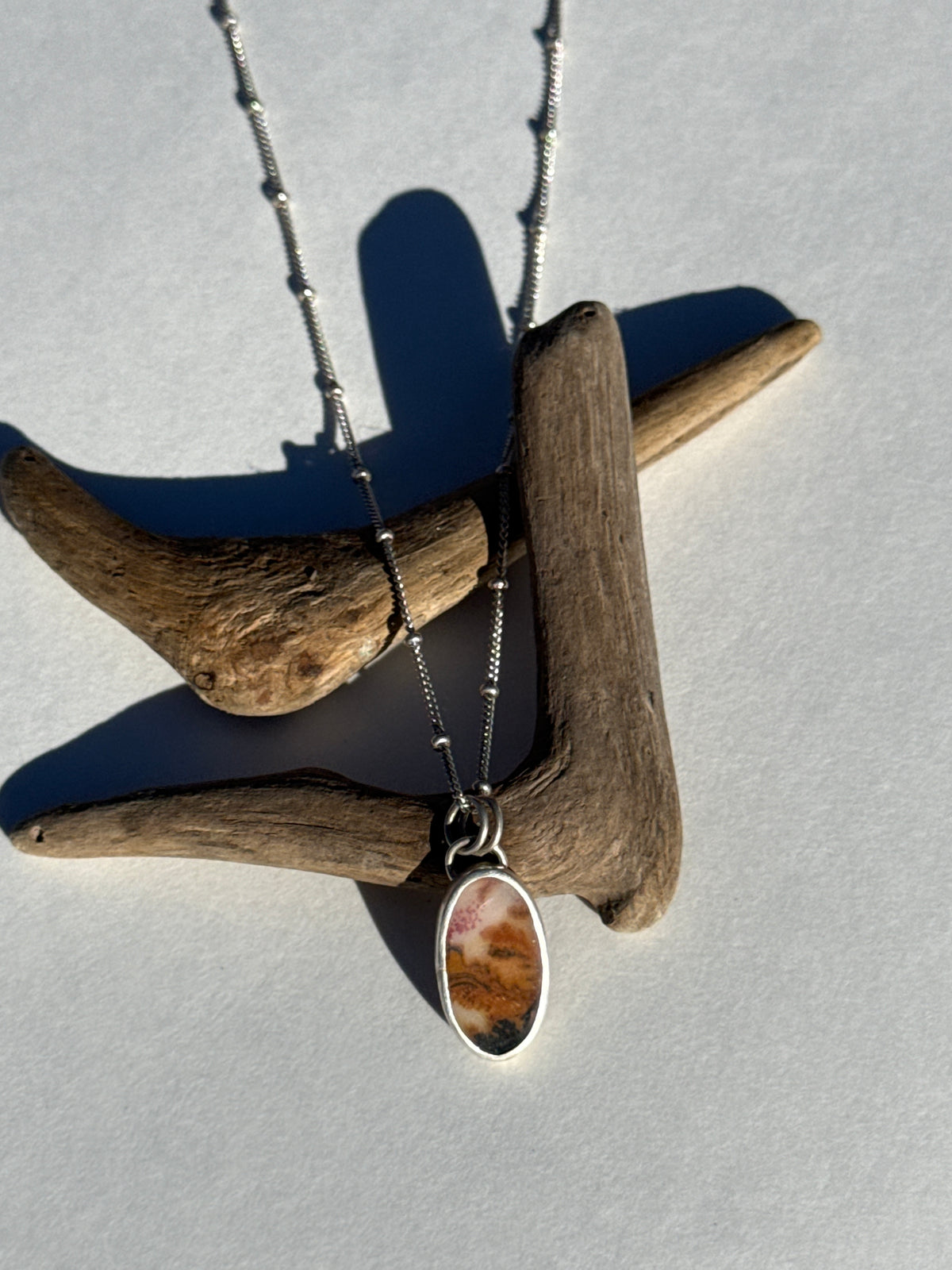 Clouds of the Forest Necklace: Sterling Silver & Dendritic Agate Pendant