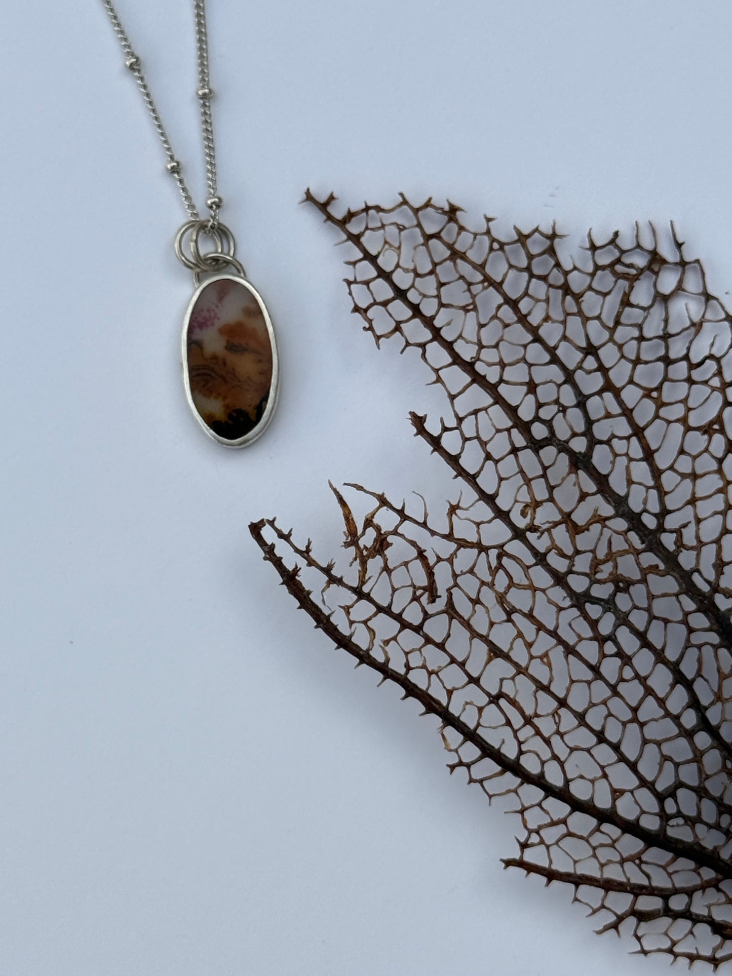 Clouds of the Forest Necklace: Sterling Silver & Dendritic Agate Pendant