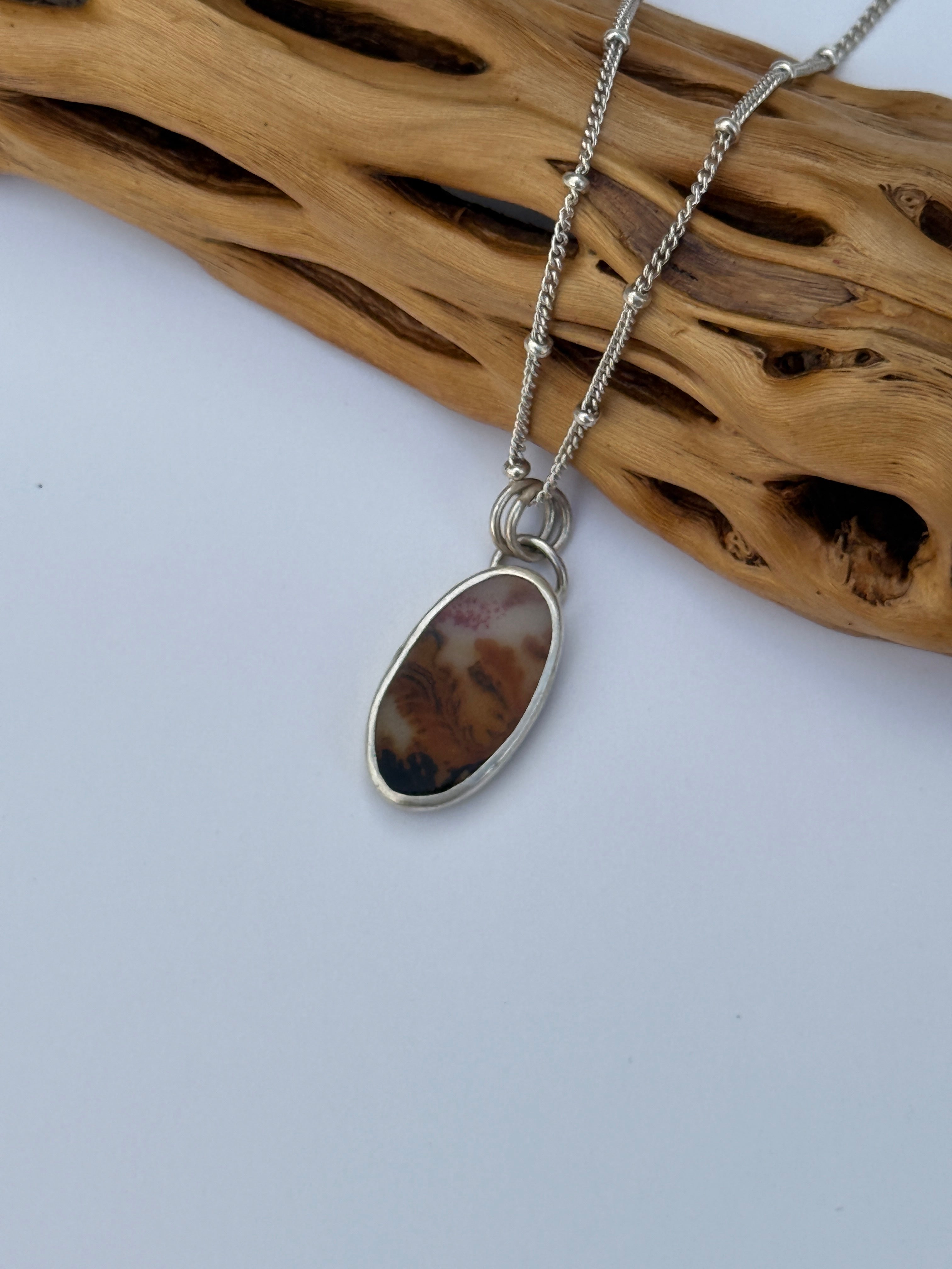 Clouds of the Forest Necklace: Sterling Silver & Dendritic Agate