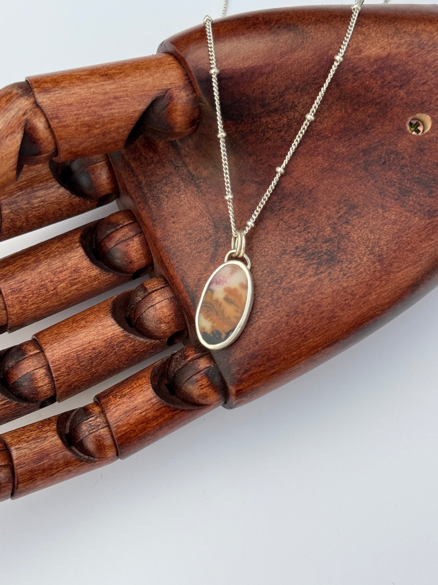 Clouds of the Forest Necklace: Sterling Silver & Dendritic Agate Pendant