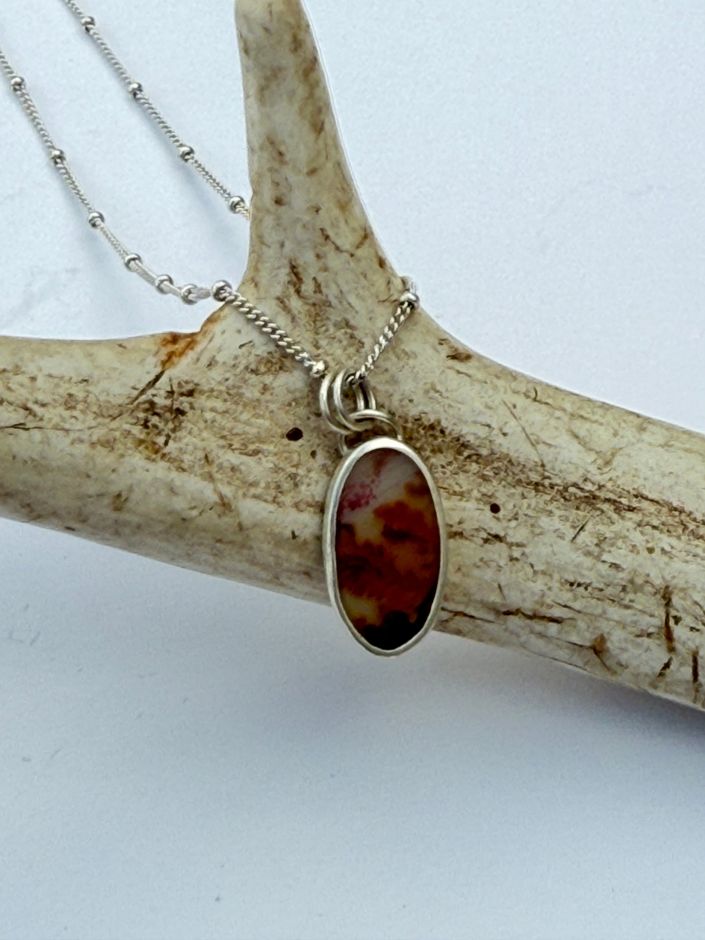 Clouds of the Forest Necklace: Sterling Silver & Dendritic Agate Pendant