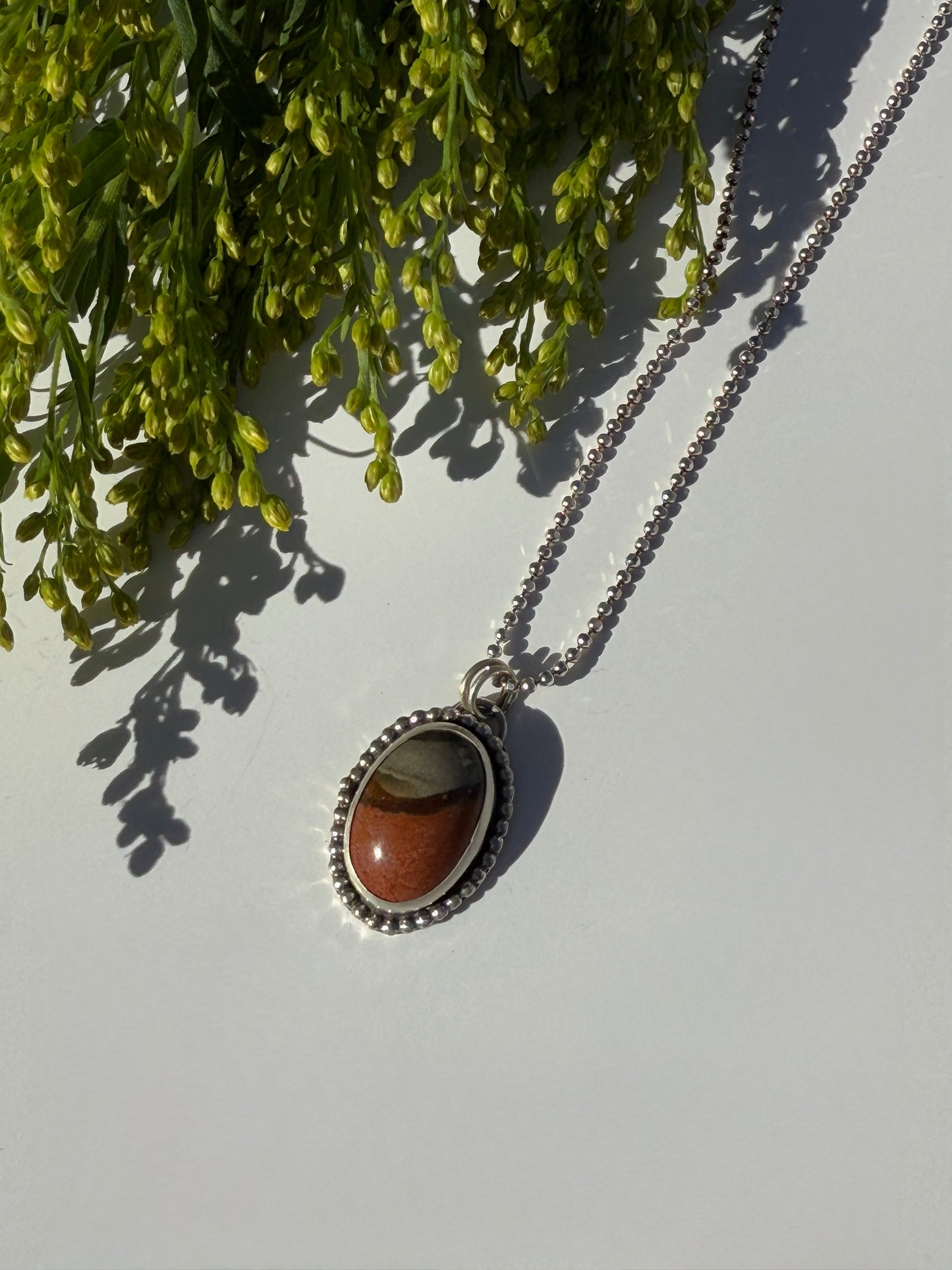 Painted Horizon Necklace: Sterling Silver & Polychrome Jasper