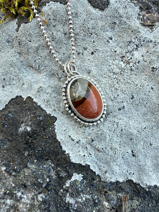 Painted Horizon Necklace: Sterling Silver & Polychrome Jasper