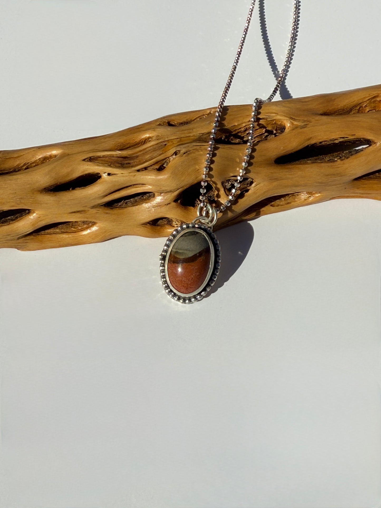 Painted Horizon Necklace: Sterling Silver & Polychrome Jasper