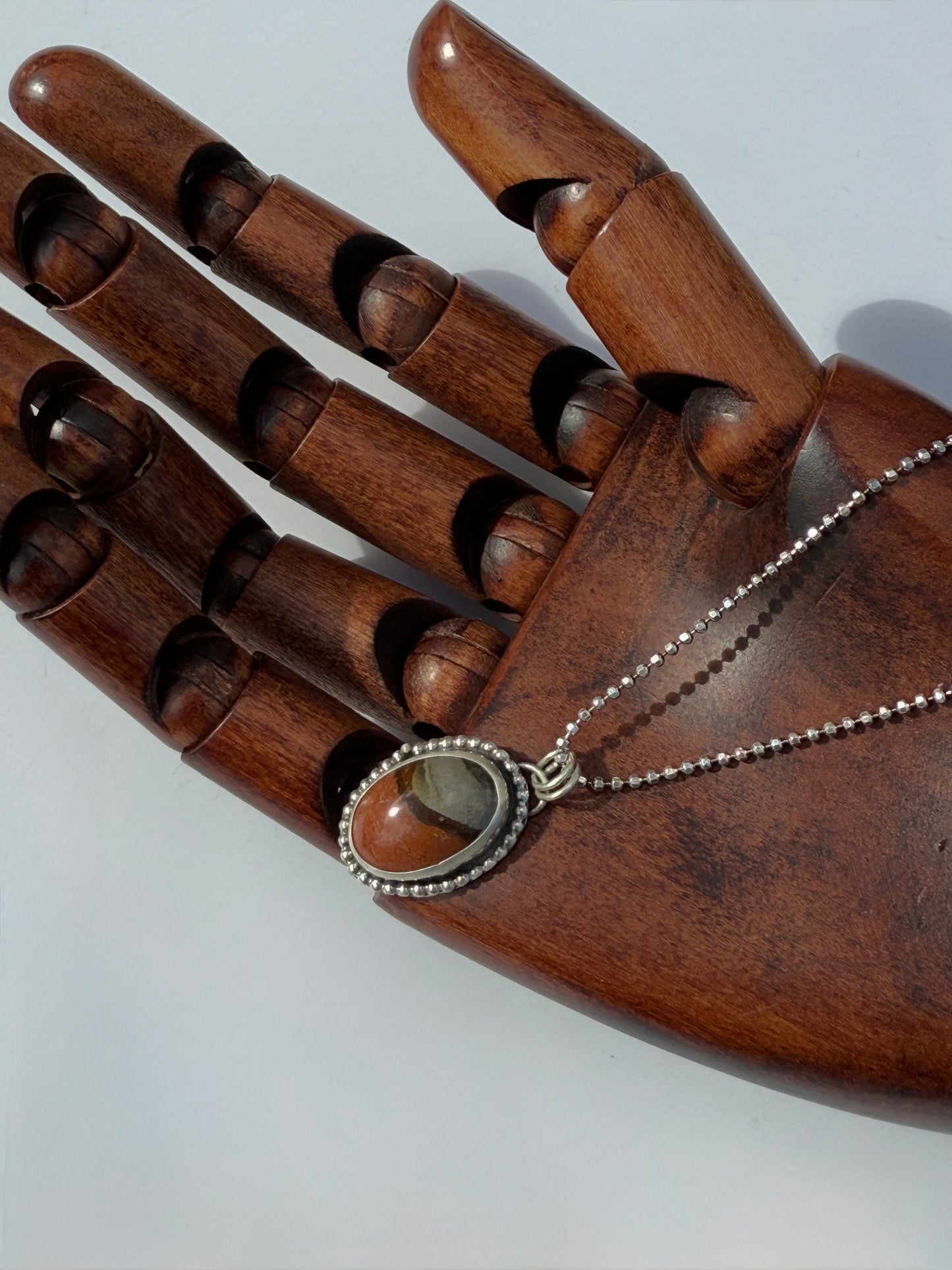Painted Horizon Necklace: Sterling Silver & Polychrome Jasper