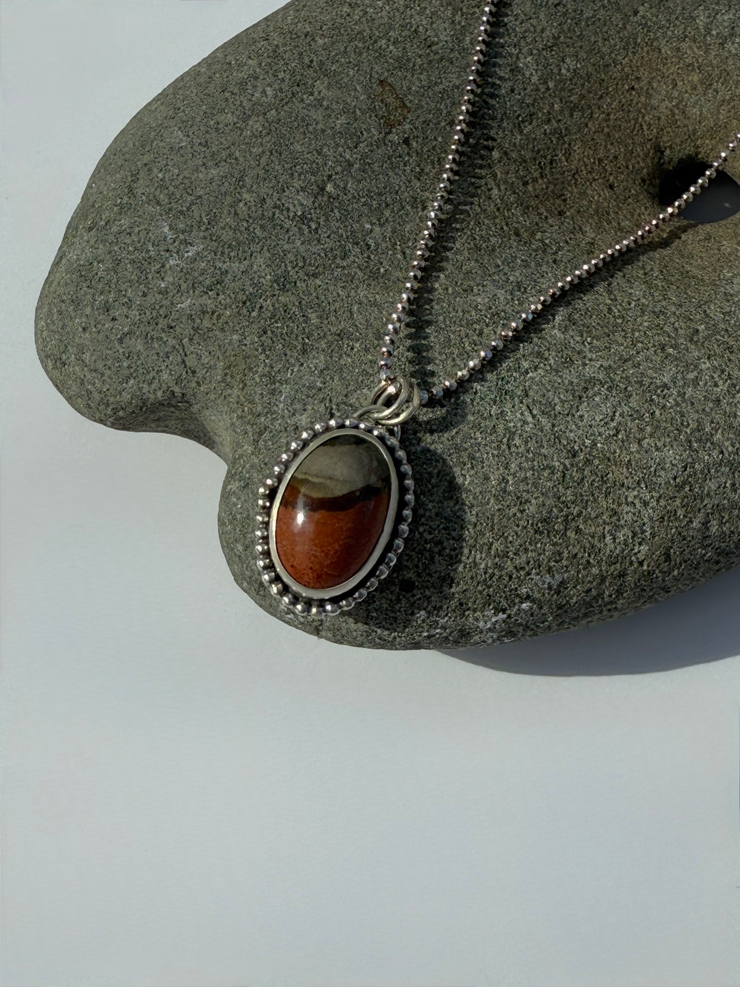 Painted Horizon Necklace: Sterling Silver & Polychrome Jasper