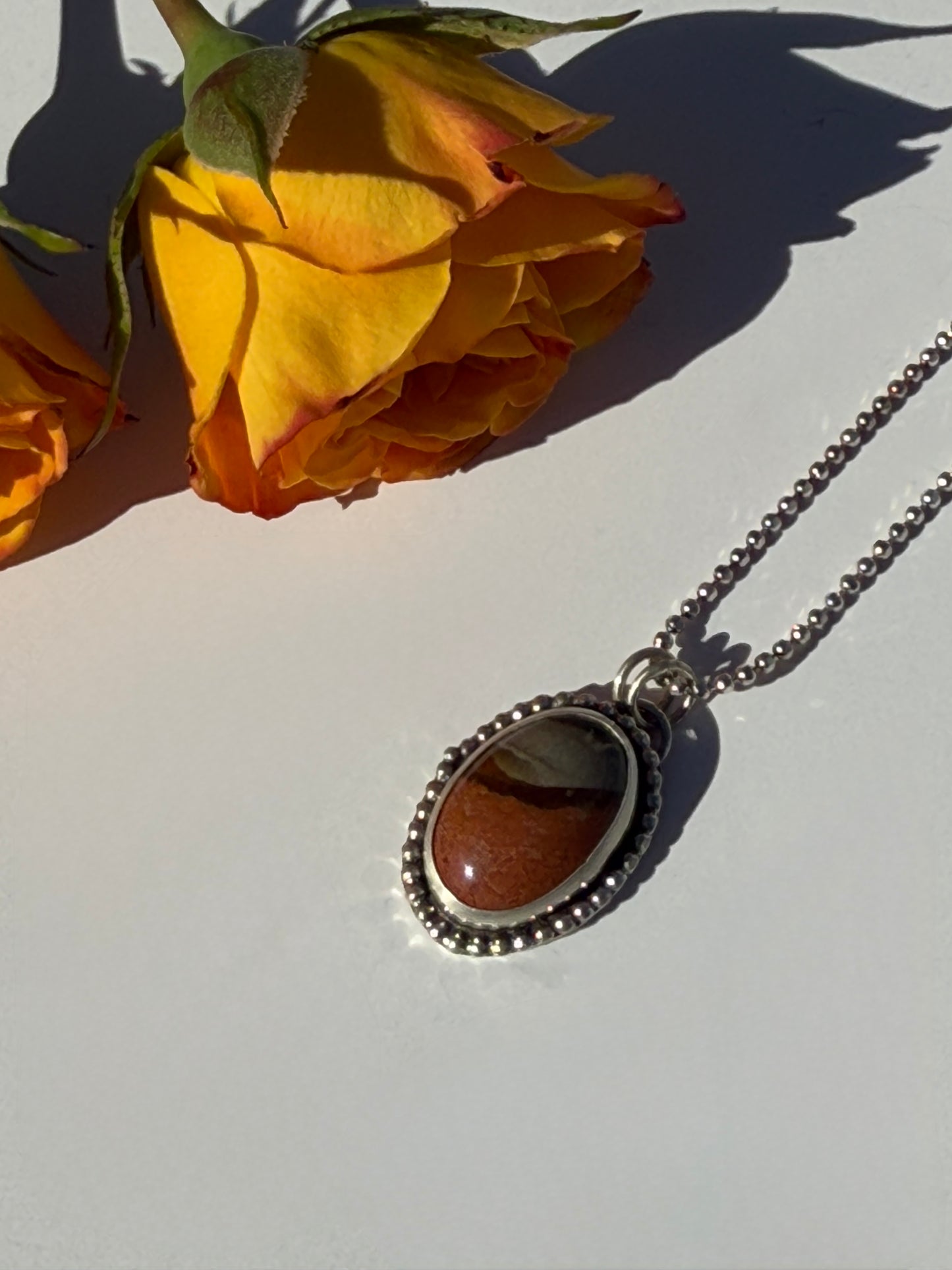 Painted Horizon Necklace: Sterling Silver & Polychrome Jasper