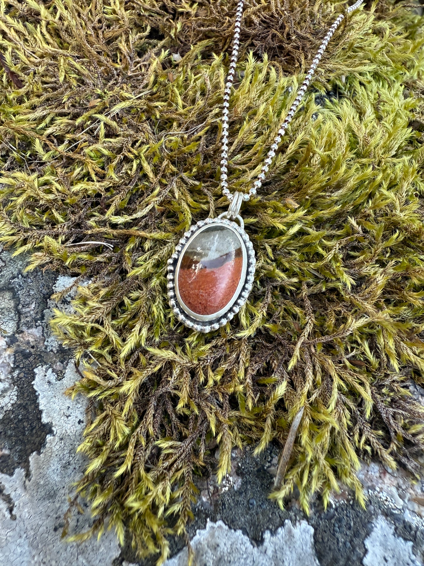 Painted Horizon Necklace: Sterling Silver & Polychrome Jasper