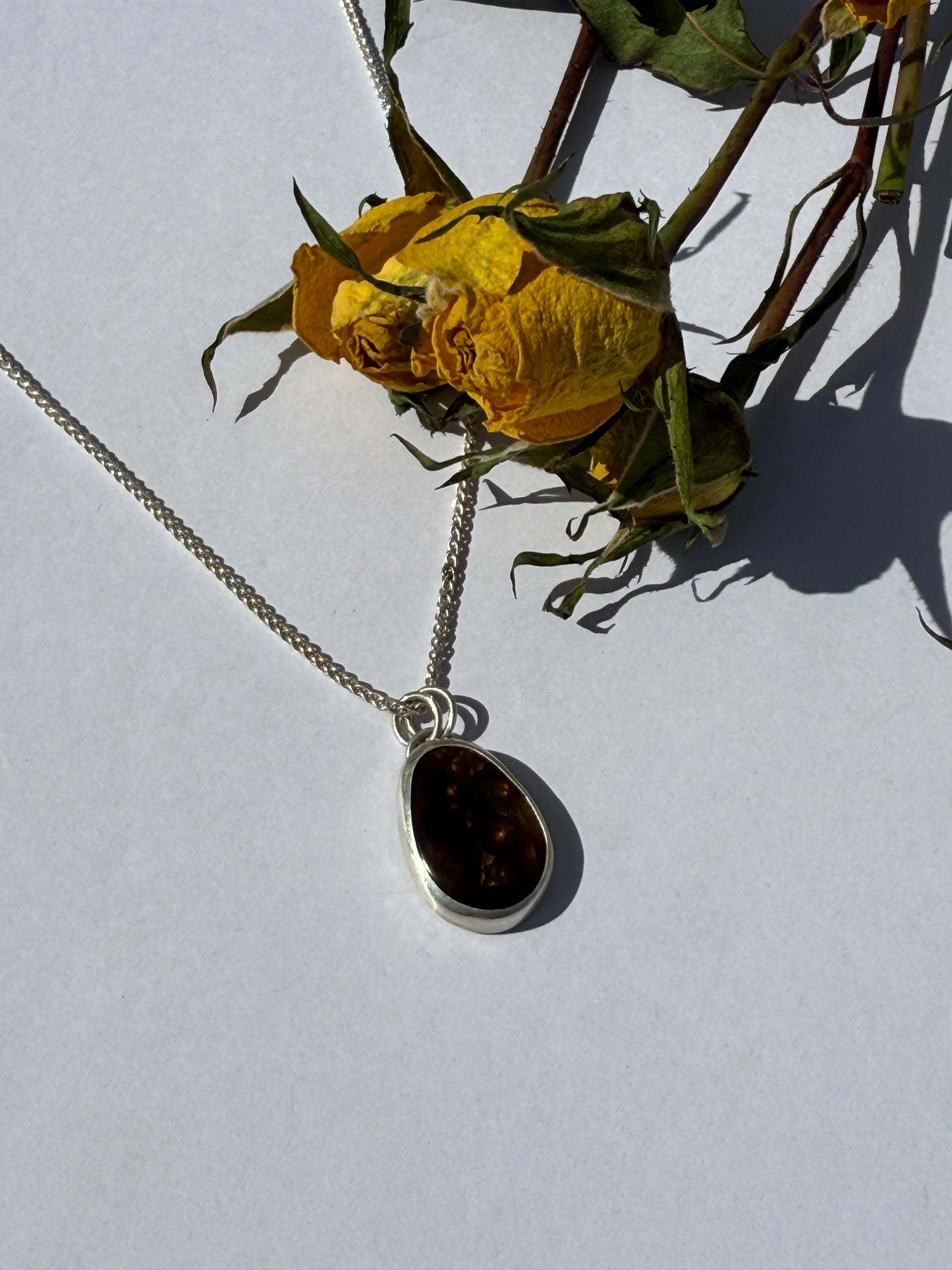 Emberlight Necklace: Sterling Silver & Fire Agate Pendant