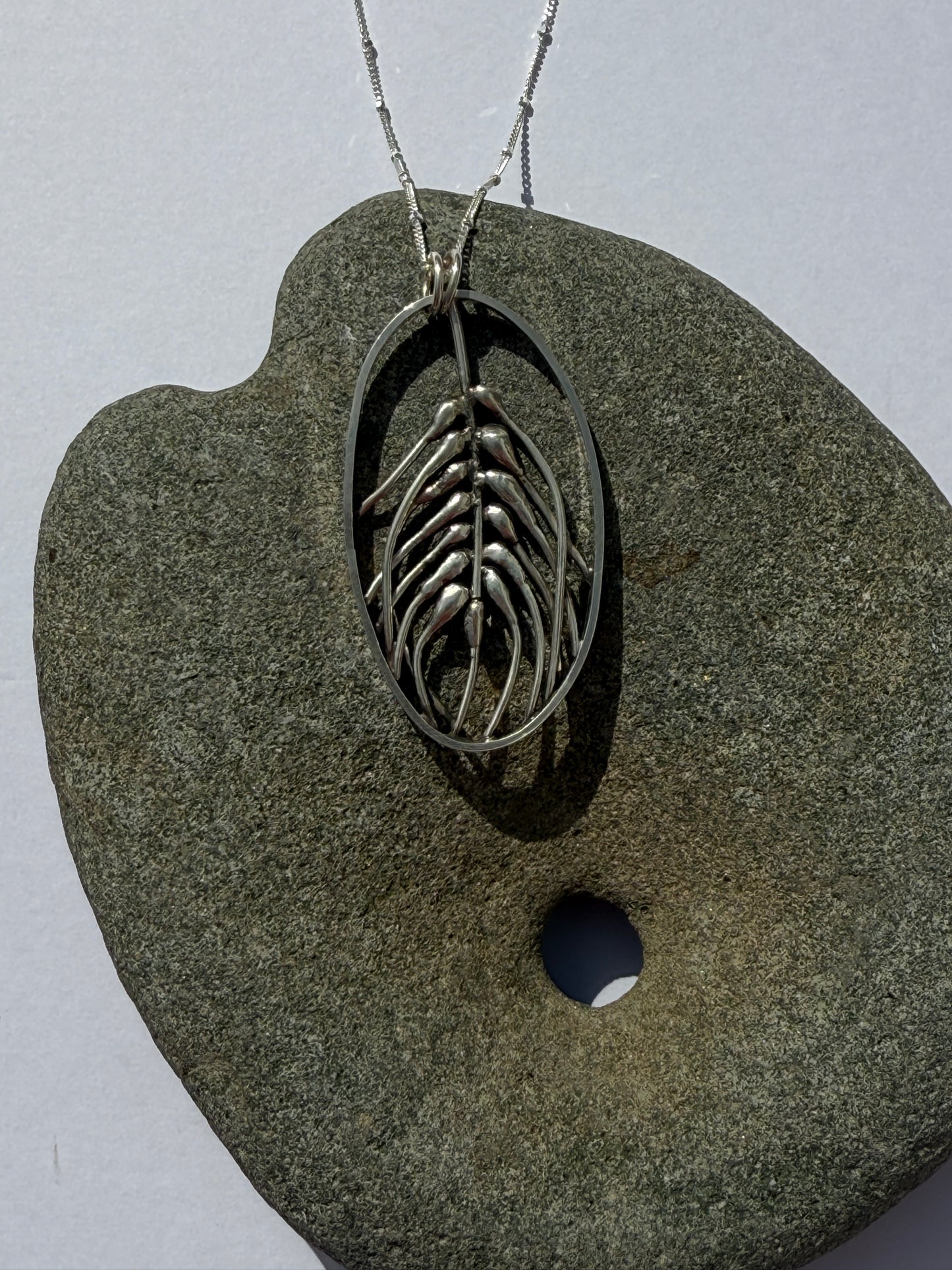 Abundant Harvest Necklace: Sterling Silver & Wheat Oval Pendant