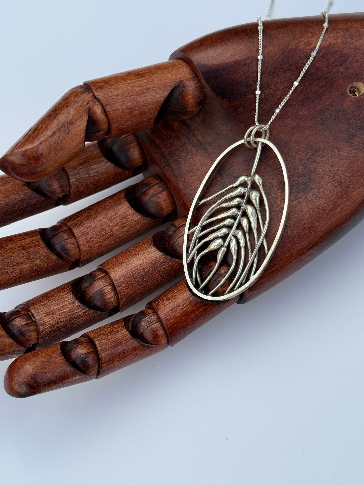 Abundant Harvest Necklace: Sterling Silver & Wheat Oval Pendant