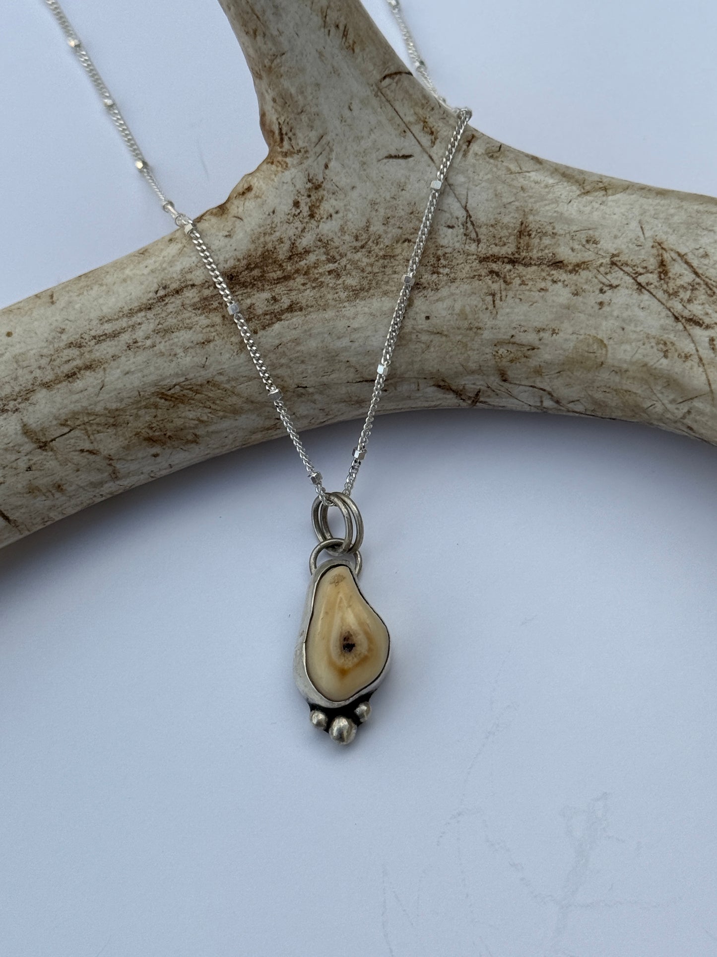 Wild Spirit Ivory Necklace: Sterling Silver & Elk Ivory Pendant