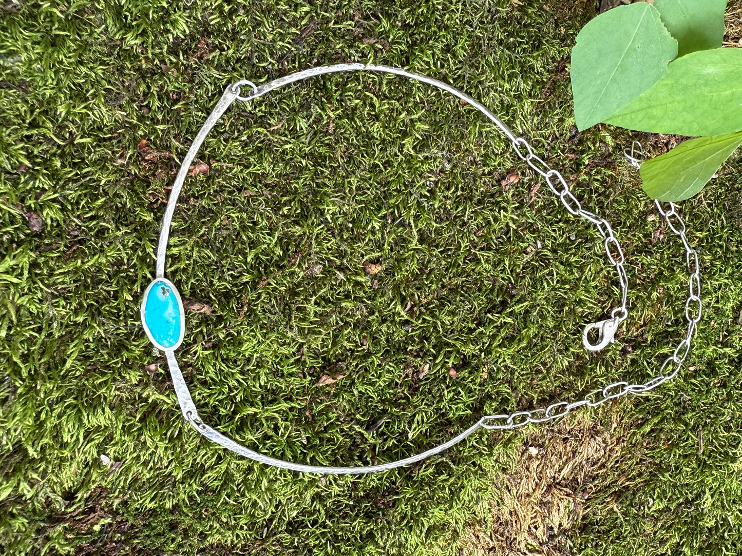Canyon Stillness Necklace: Sterling Silver & Teghut Mine Turquoise Pendant
