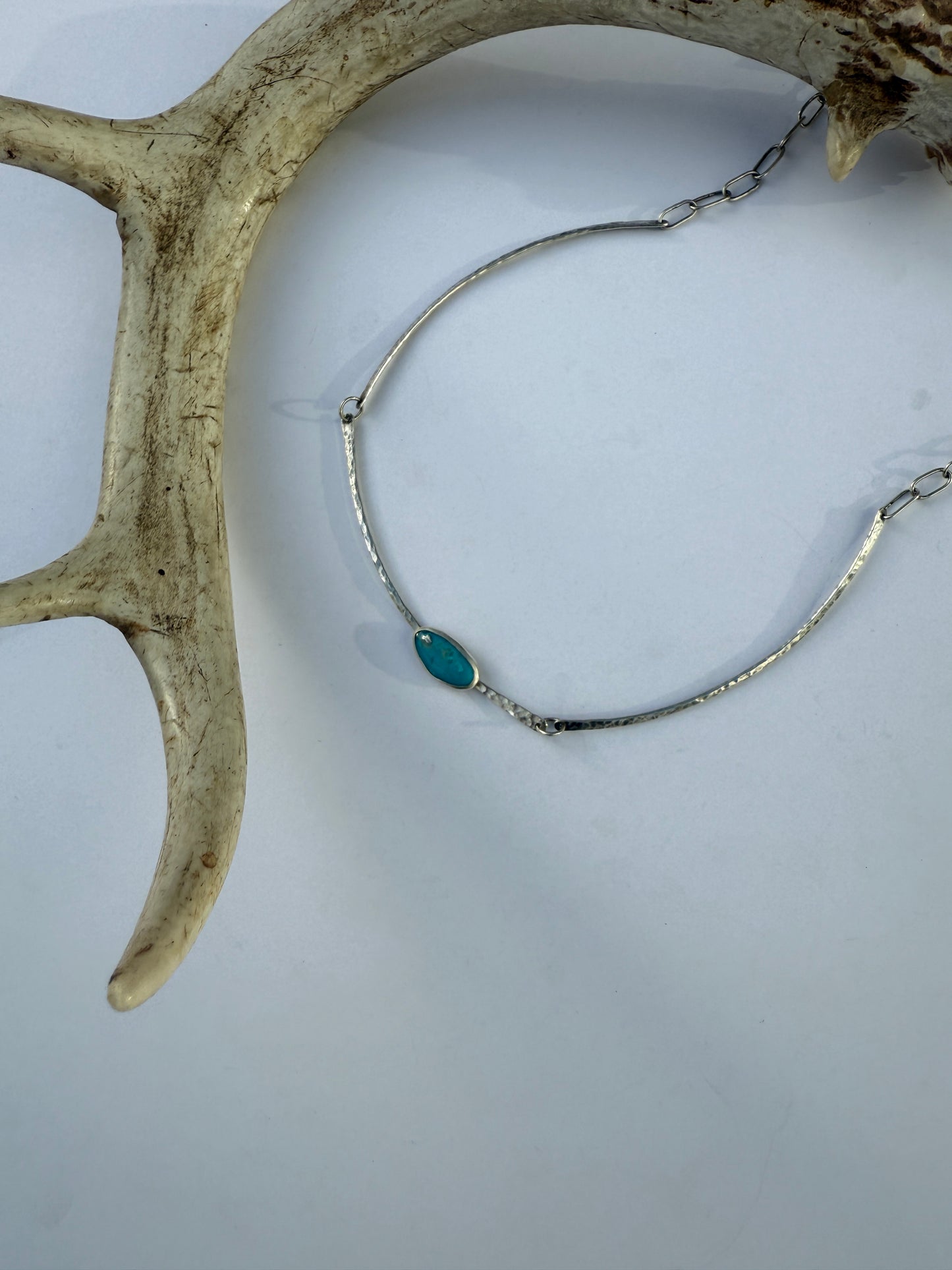 Canyon Stillness Necklace: Sterling Silver & Teghut Mine Turquoise Pendant