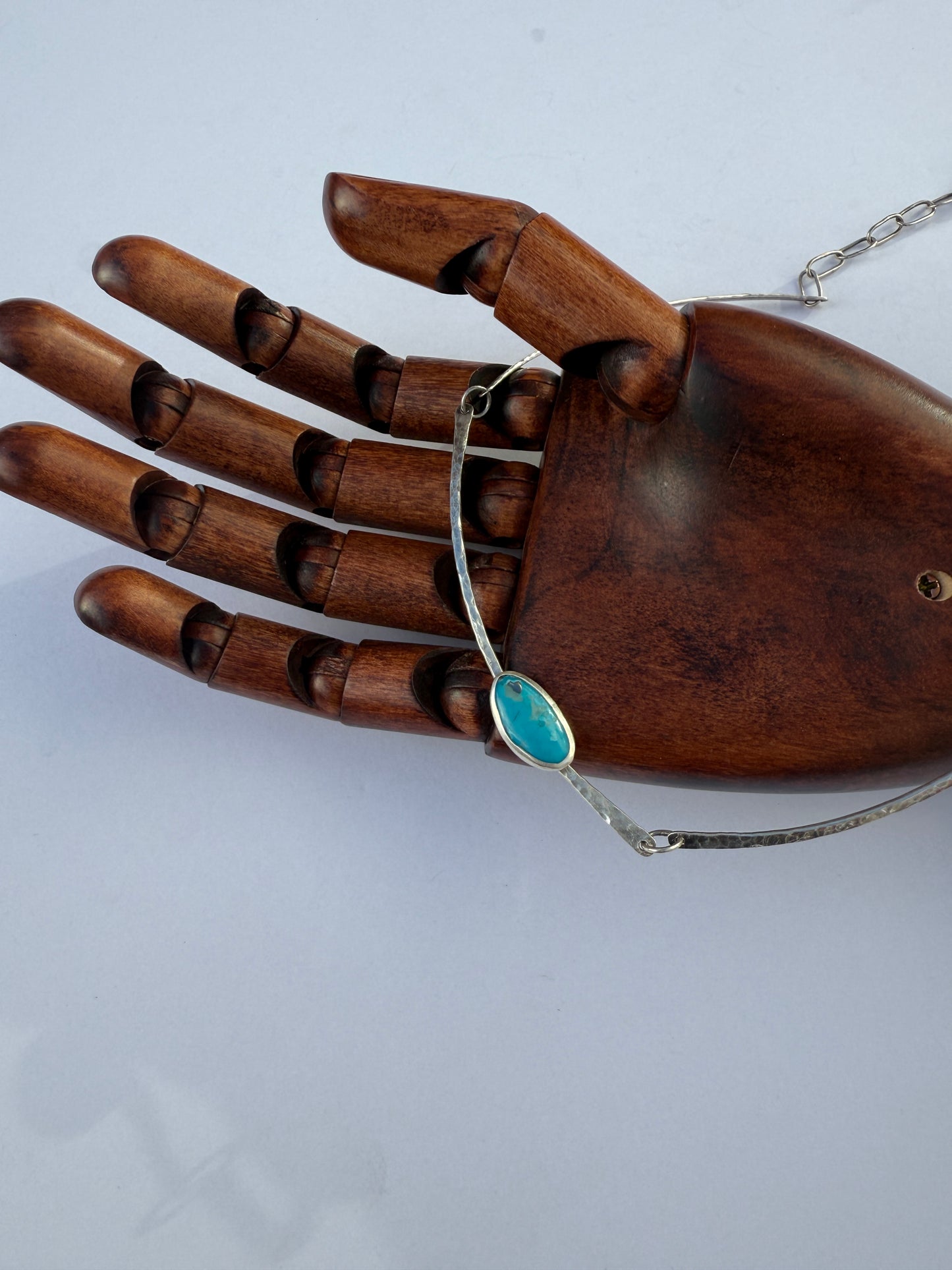 Canyon Stillness Necklace: Sterling Silver & Teghut Mine Turquoise Pendant