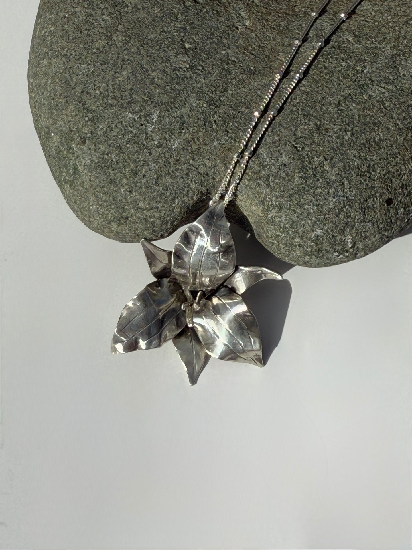 Trillium Grace Necklace: Hand Fabricated Sterling Silver Trillium Flower