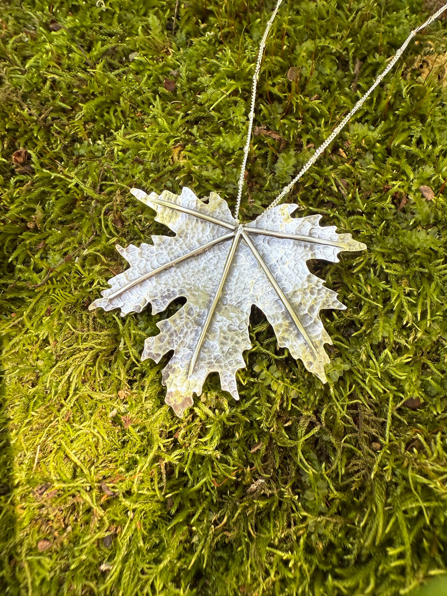 Turning Leaf Pendant: Sterling Silver Maple Leaf