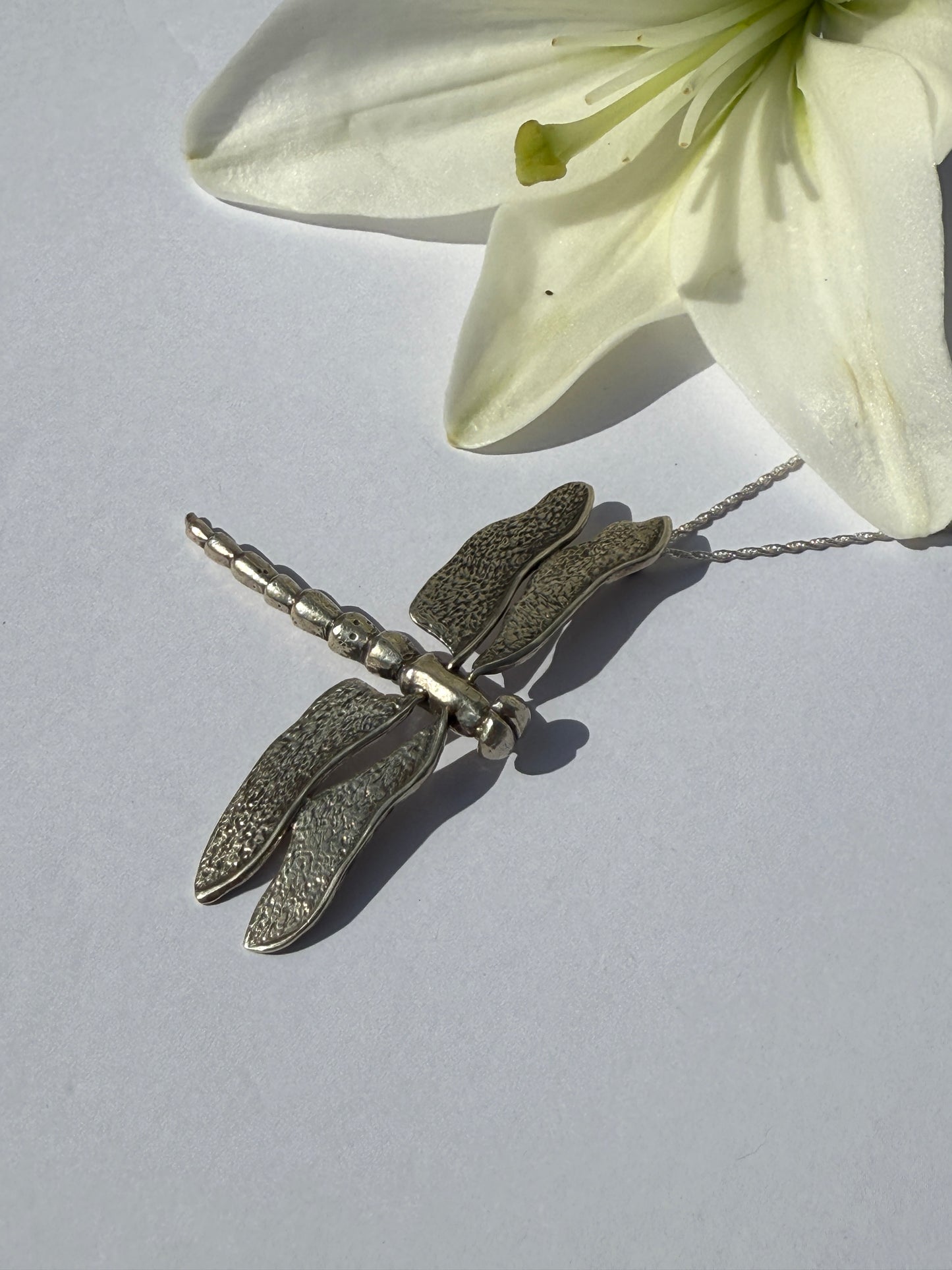 Ready for Flight: Sterling Silver Dragonfly Pendant