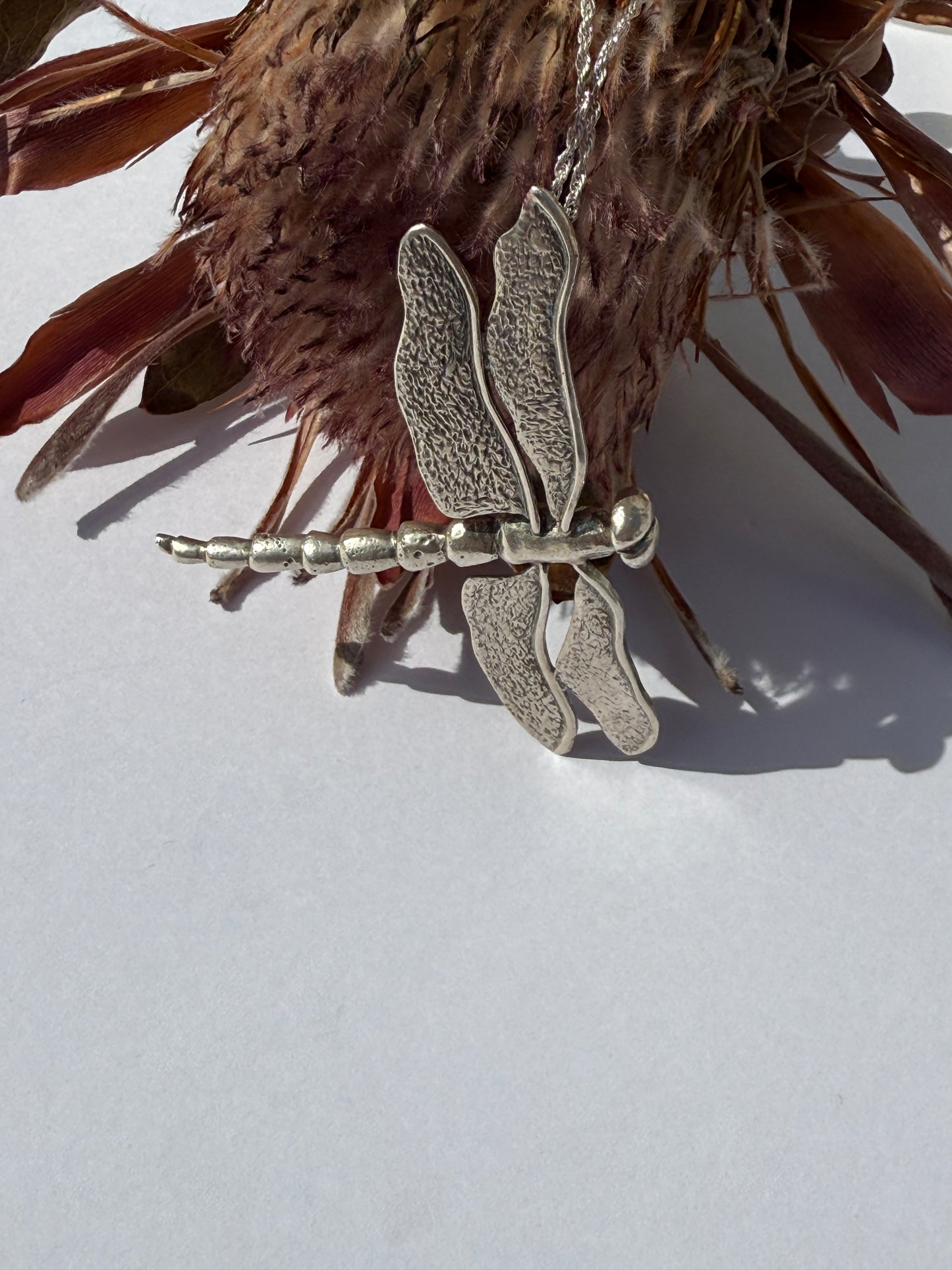 Ready for Flight: Sterling Silver Dragonfly Pendant