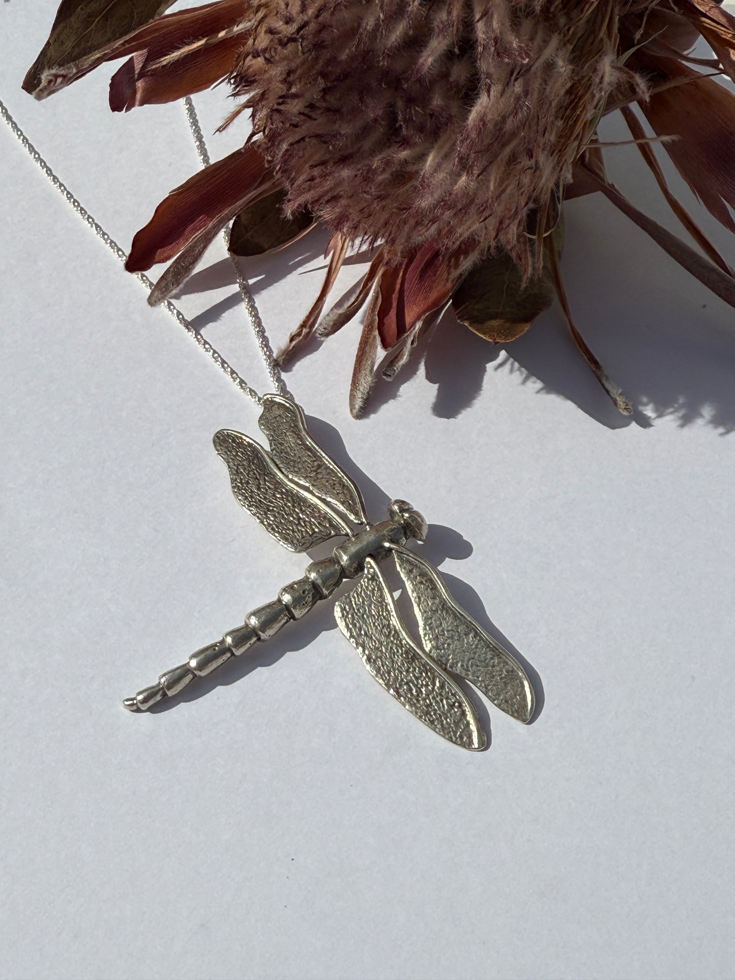 Ready for Flight: Sterling Silver Dragonfly Pendant